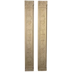 Italian Neoclassical Style Carved Marble Pilasters Architectural Elements, Pair