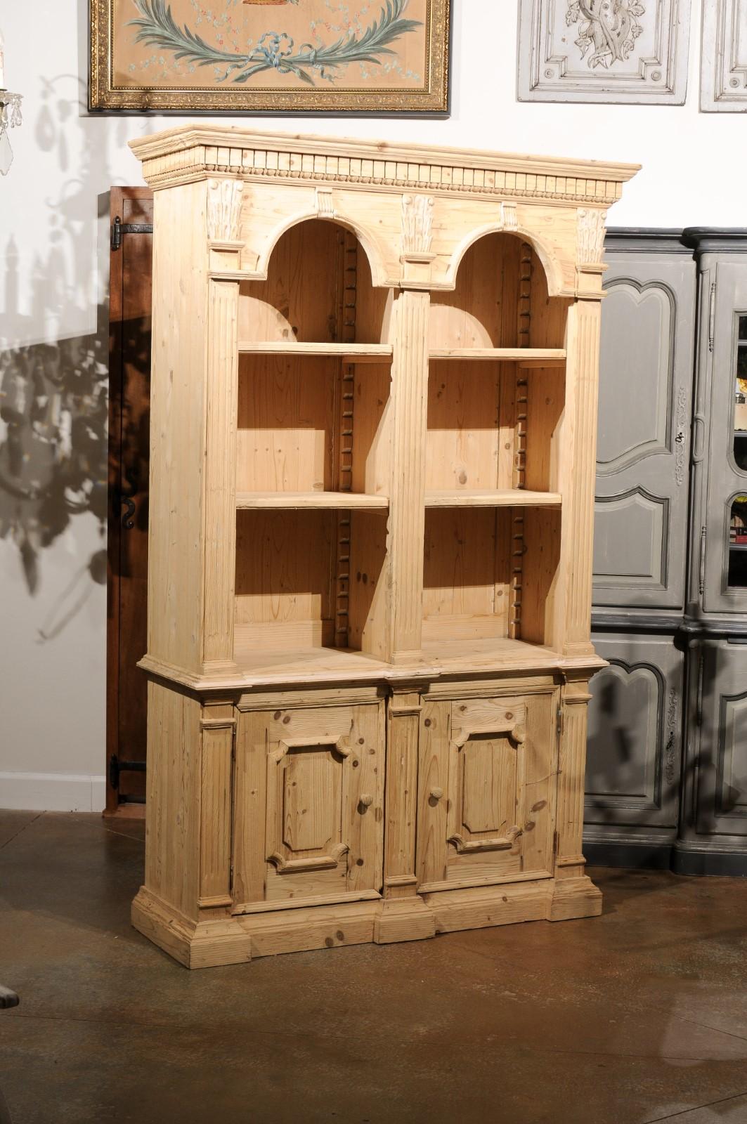arched bookcase cabinet with doors