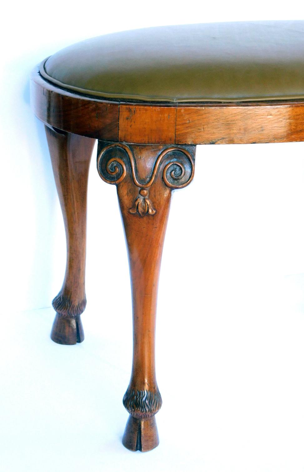 Italian Neoclassical Style Carved Walnut Oval-Form Stool/Bench 1