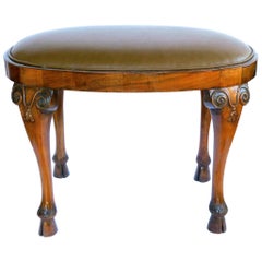 Italian Neoclassical Style Carved Walnut Oval-Form Stool/Bench