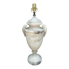 Italian Neoclassical Style Carved White Marble Table Lamp, circa 1950s