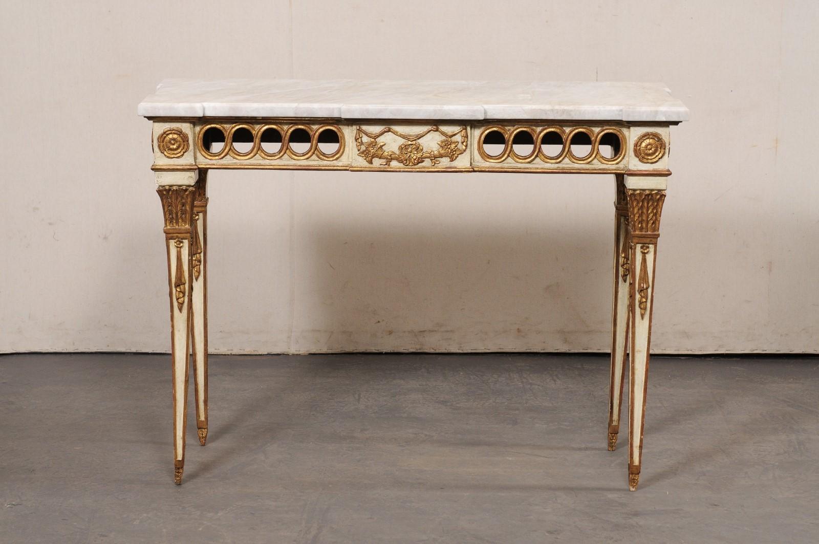 Italian Neoclassical Style Console w/Pierced Apron & New Stone Top For Sale 6