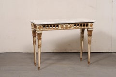 Italian Neoclassical Style Console w/Pierced Apron & New Stone Top