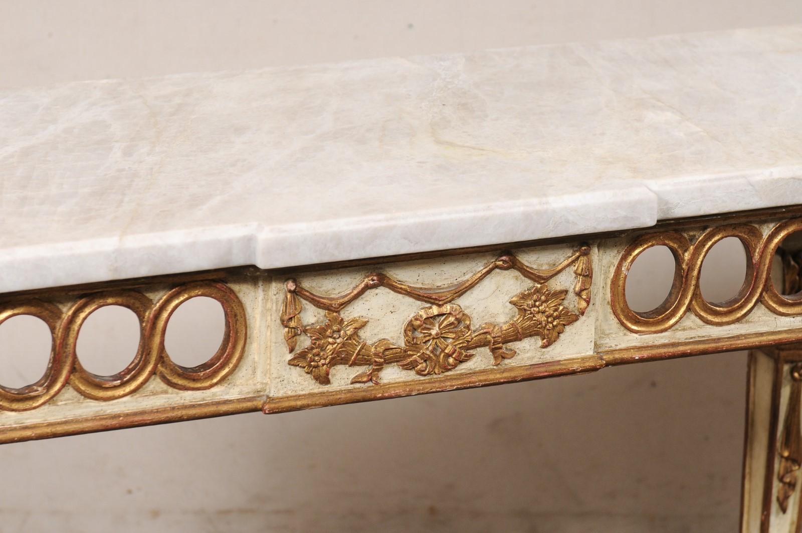 Italian Neoclassical Style Console w/Pierced Apron & New Stone Top In Good Condition For Sale In Atlanta, GA