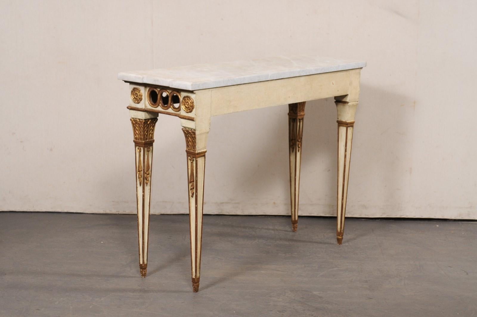 Italian Neoclassical Style Console w/Pierced Apron & New Stone Top For Sale 2