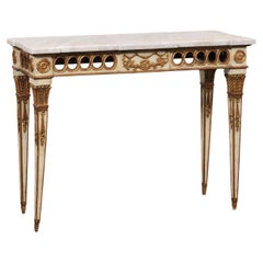 Used Italian Neoclassical Style Console w/Pierced Apron & New Stone Top