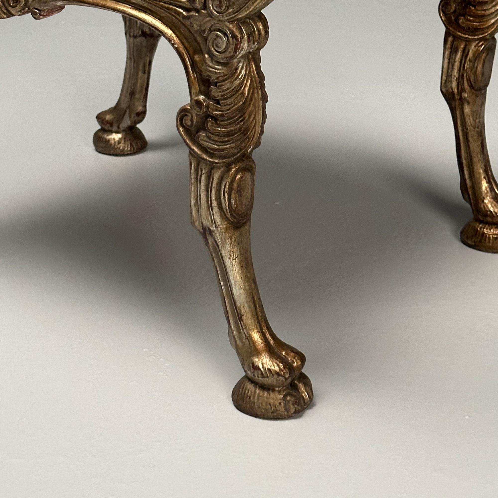 Italian Neoclassical Style, Curule Benches, Giltwood, Fabric, Camel Motif, 1970s For Sale 3