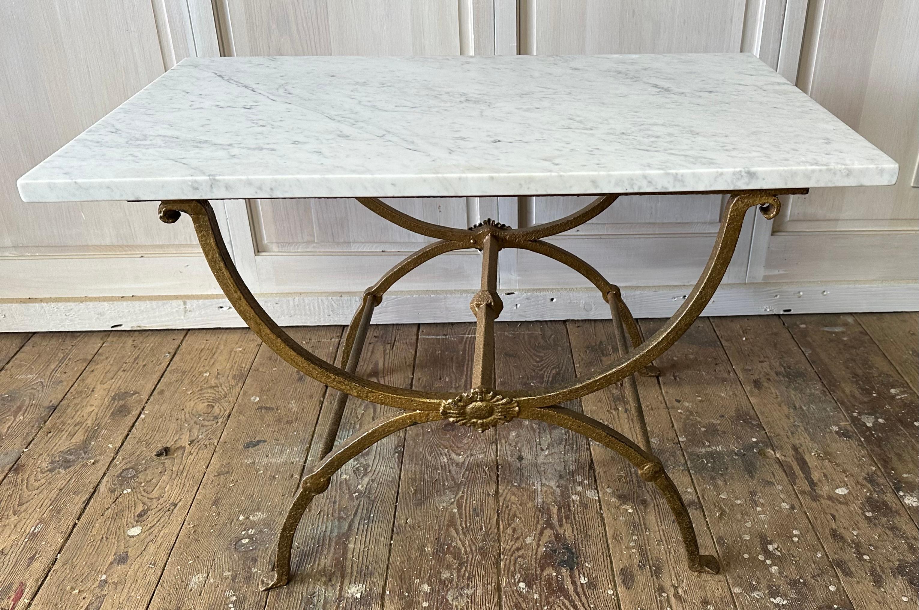 Italian Neoclassical Style Curule Marble Top Coffee Table 3