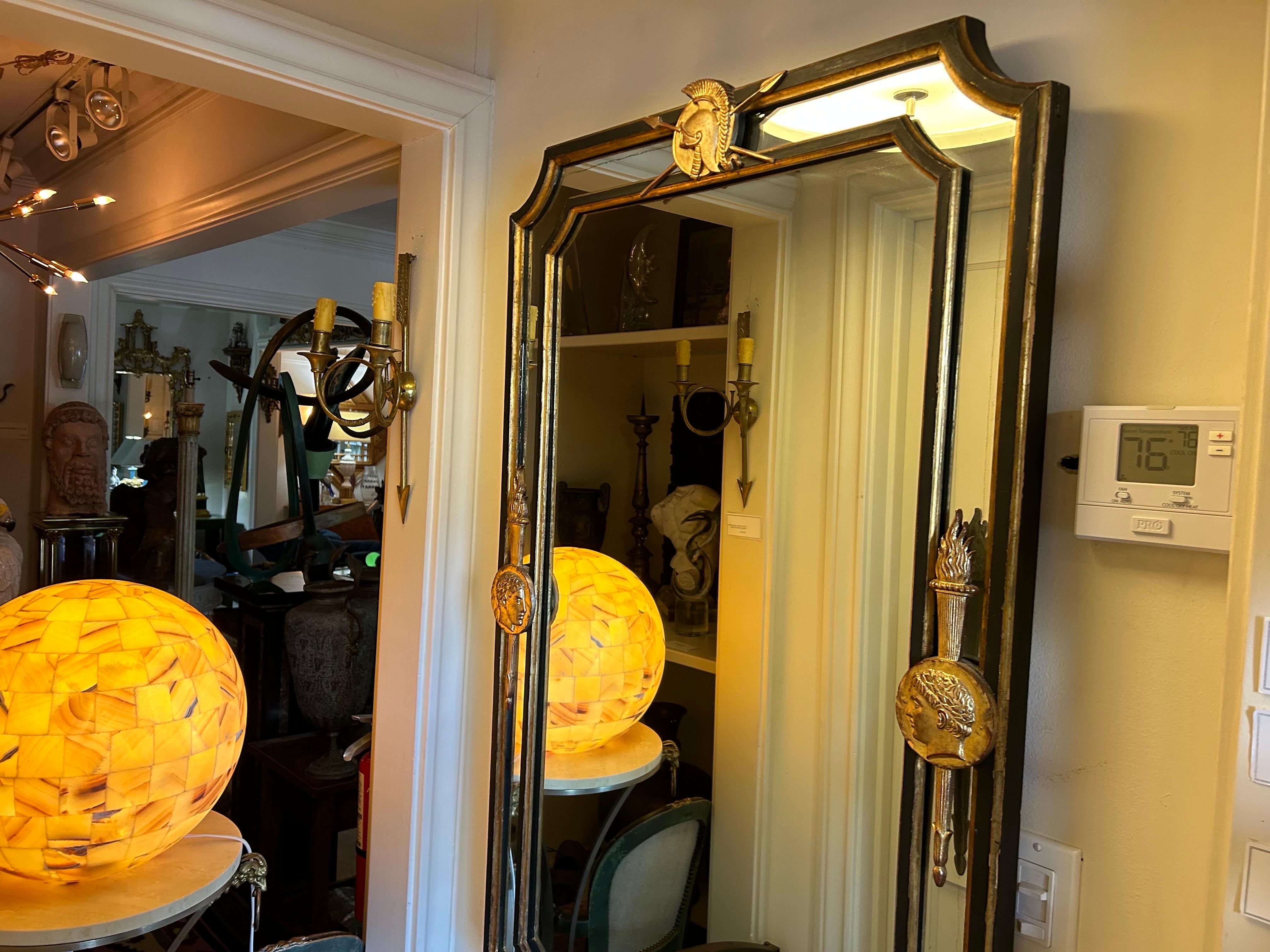Italian Neoclassical Style Ebonized And Giltwood Mirror For Sale 1