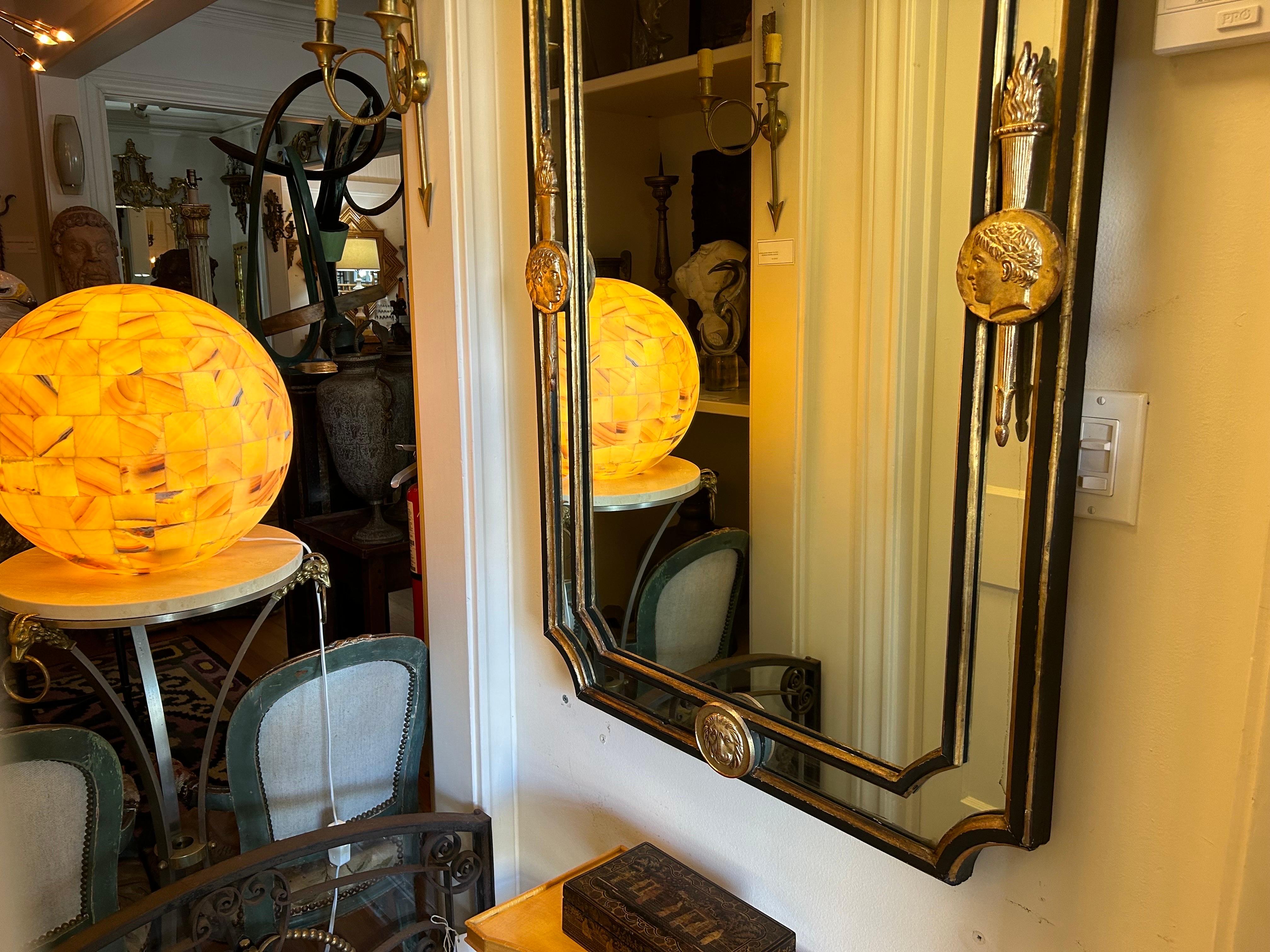 Italian Neoclassical Style Ebonized And Giltwood Mirror For Sale 2
