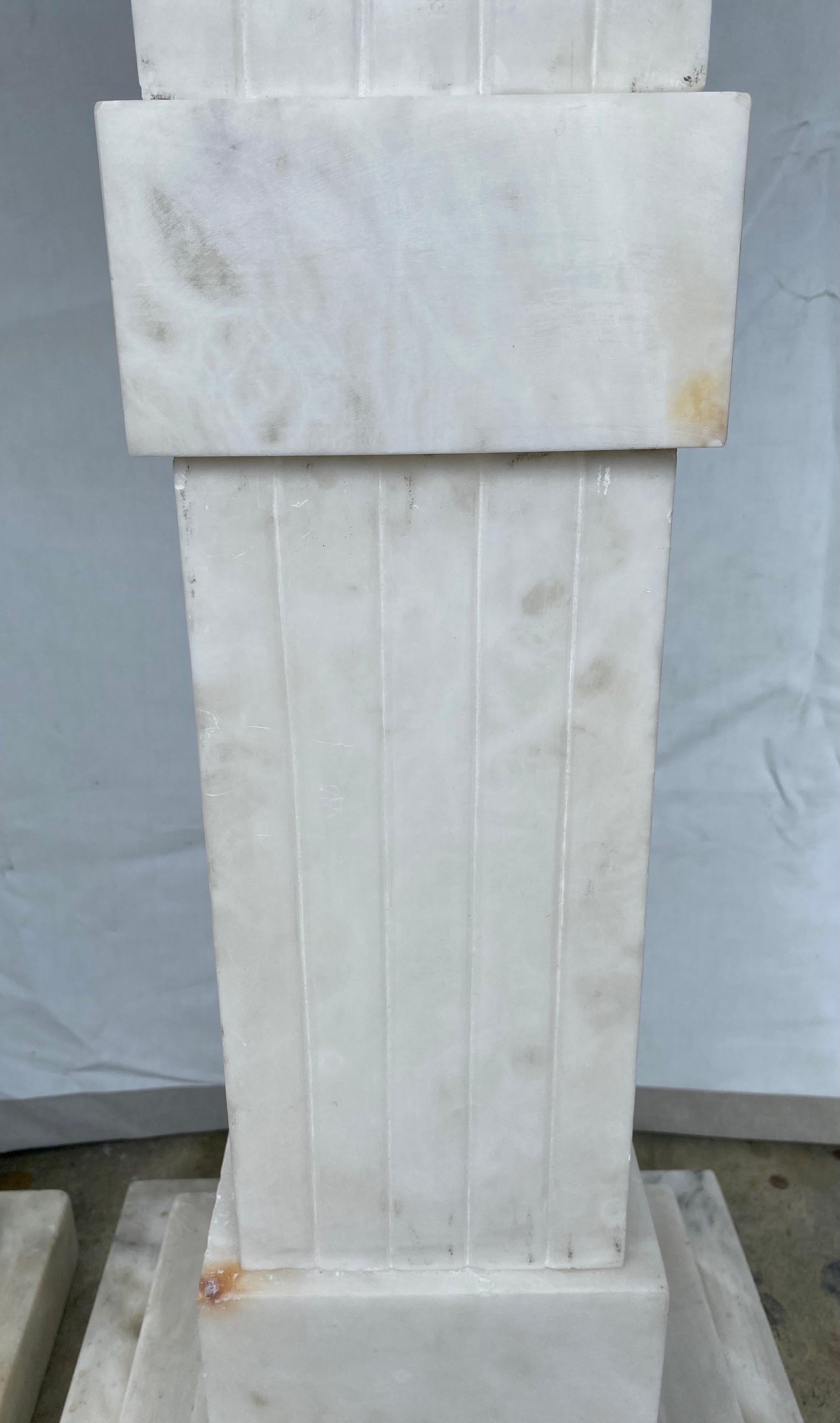 Italian Neoclassical Style Fluted Onyx Marble Pedestal Column Stands, Italy 4