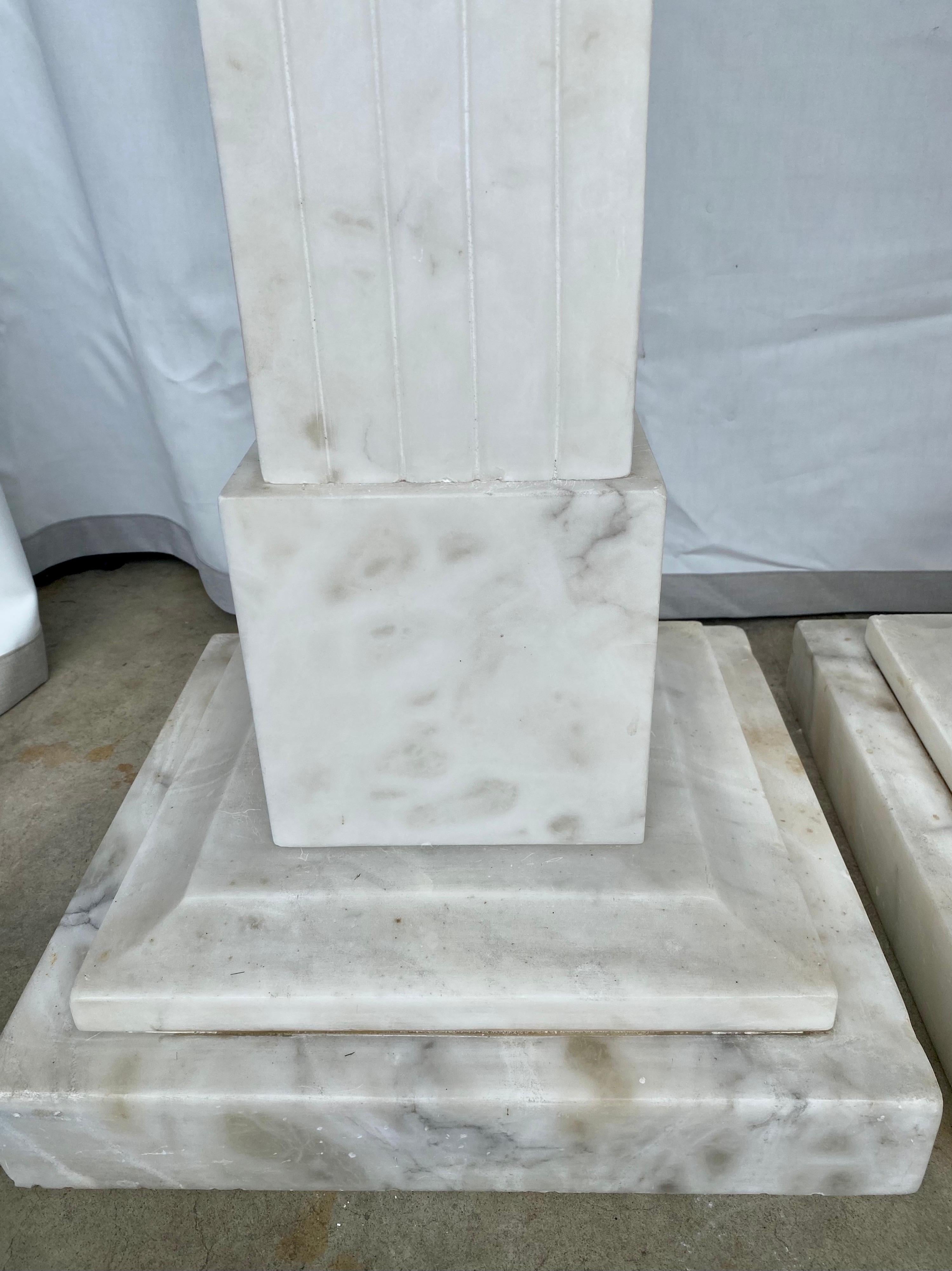 Italian Neoclassical Style Fluted Onyx Marble Pedestal Column Stands, Italy 6
