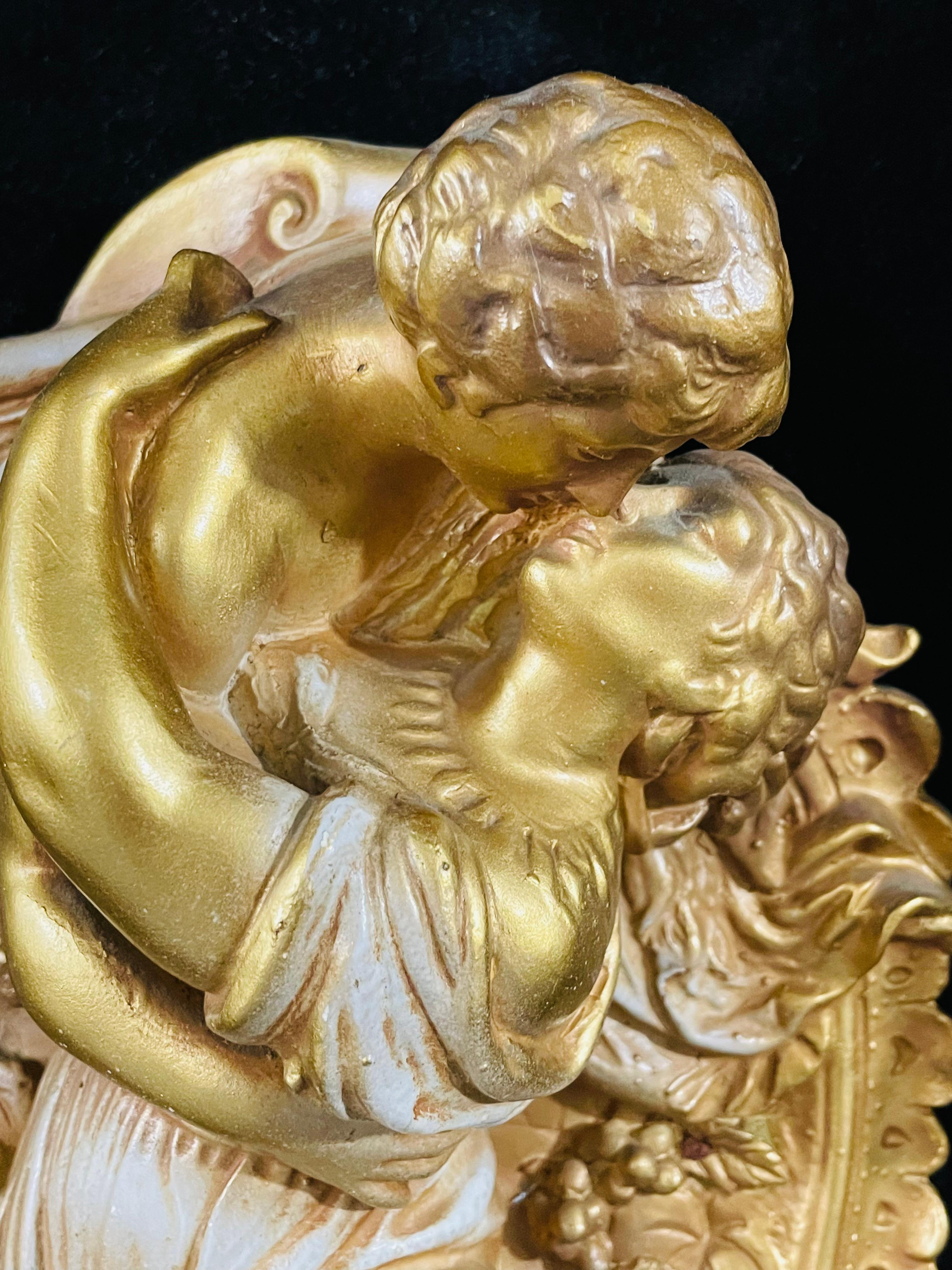 Italian Neoclassical Style Framed Man and Woman Kissing Statue / Sconce, a Pair For Sale 2