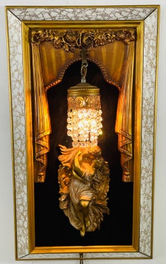 Italian Neoclassical Style Framed Man and Woman Kissing Statue / Sconce, a Pair