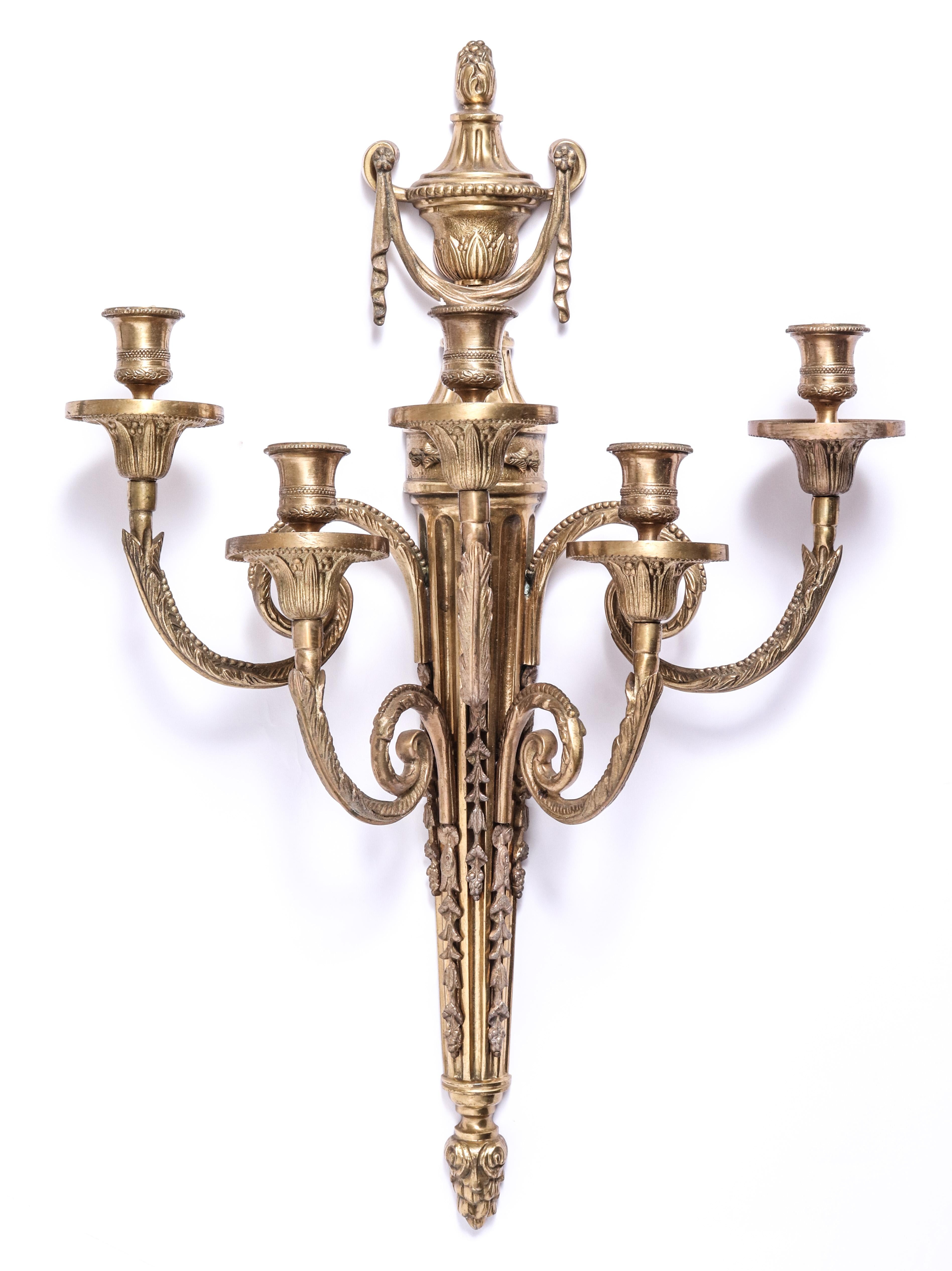 Neoclassical Revival Italian Neoclassical Style Gilt Bronze Sconces