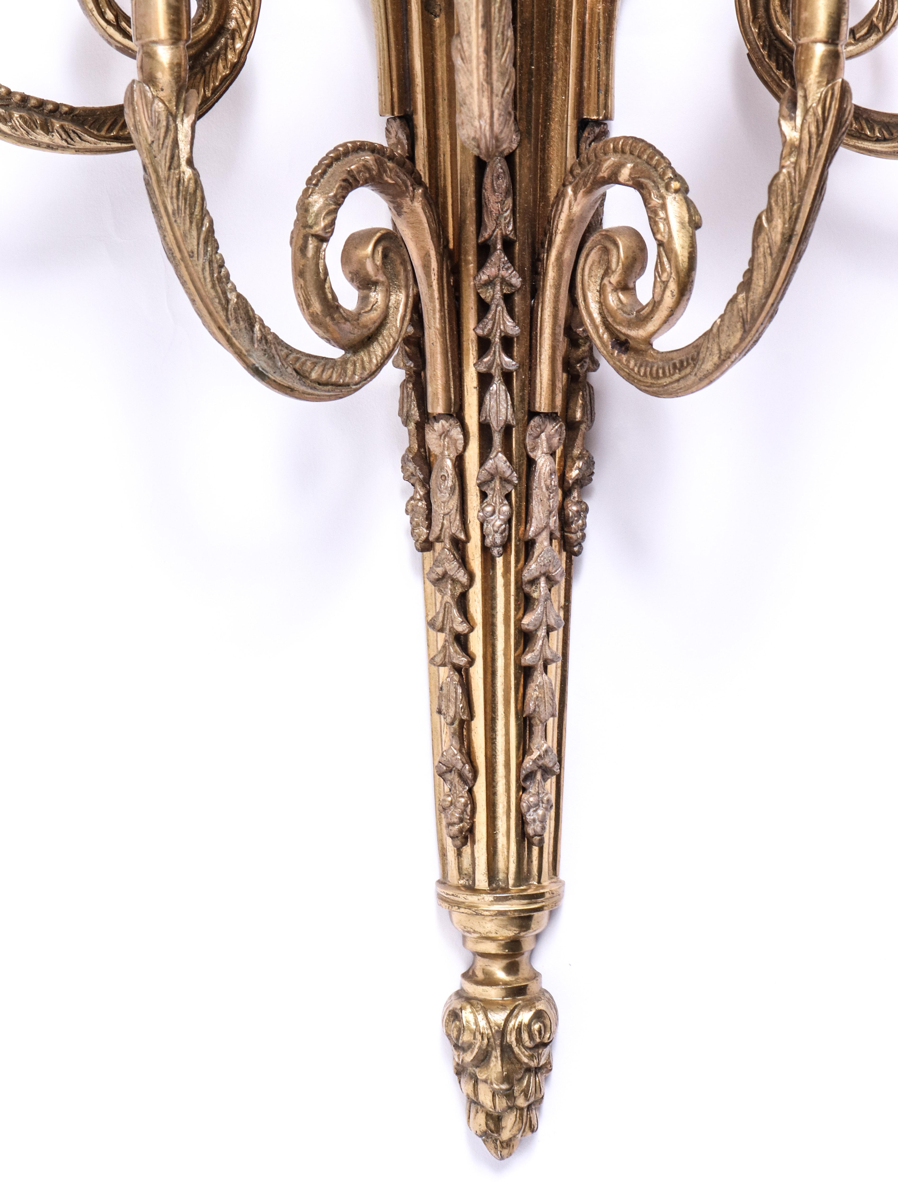 Italian Neoclassical Style Gilt Bronze Sconces In Good Condition In New York, NY