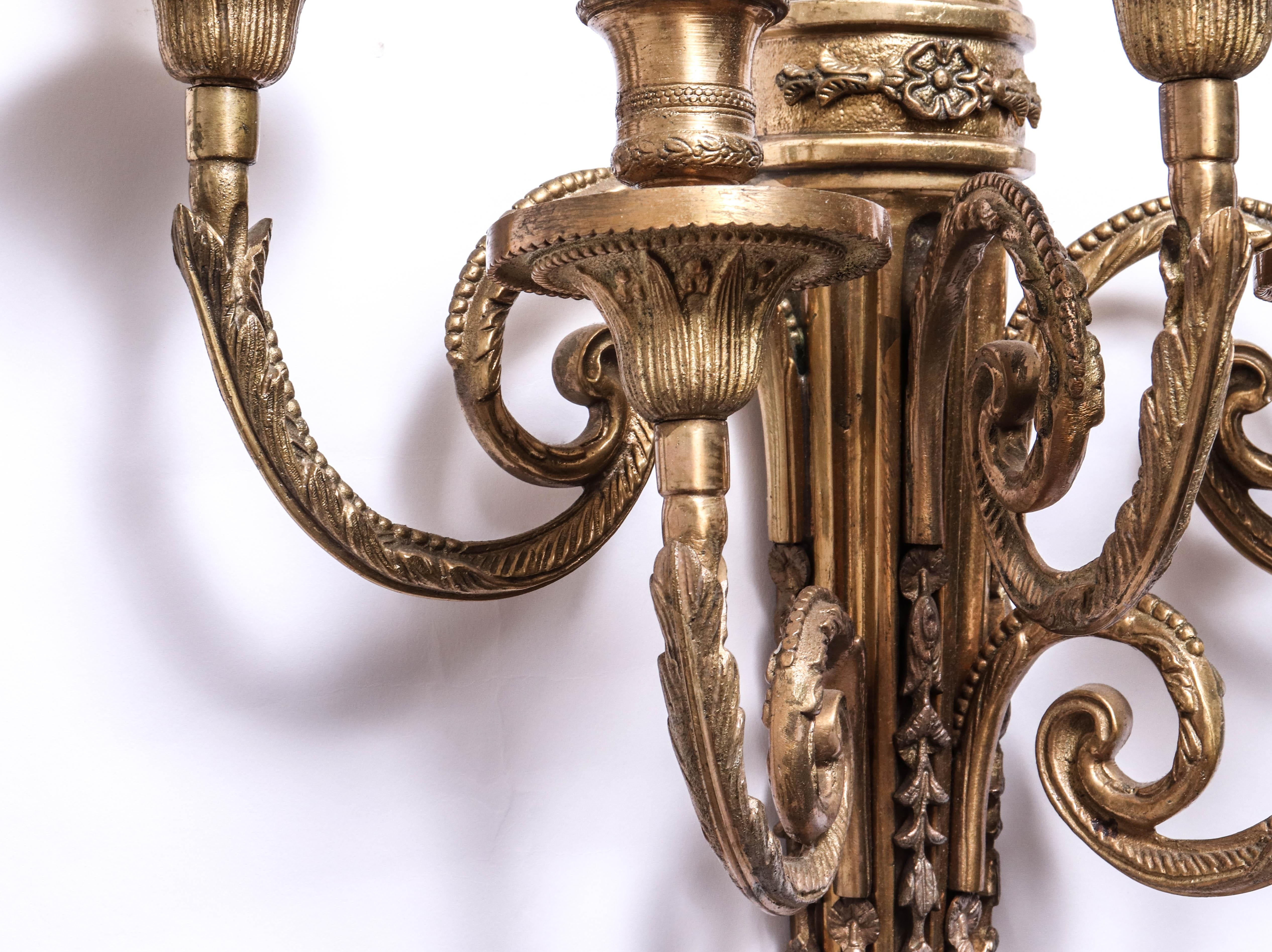 20th Century Italian Neoclassical Style Gilt Bronze Sconces