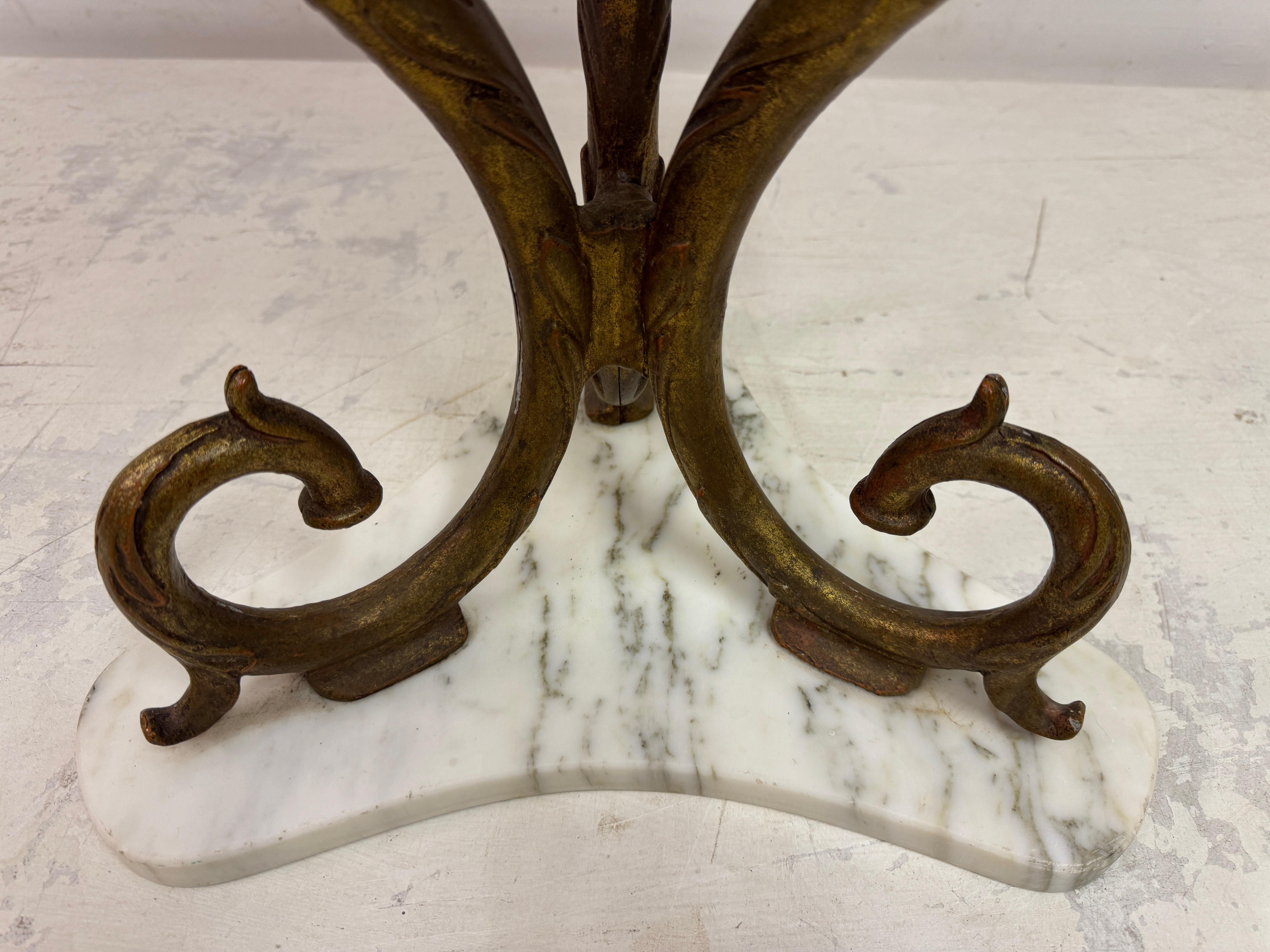 Italian Neoclassical-Style Gilt Metal and Marble Side Table, 1950s For Sale 9