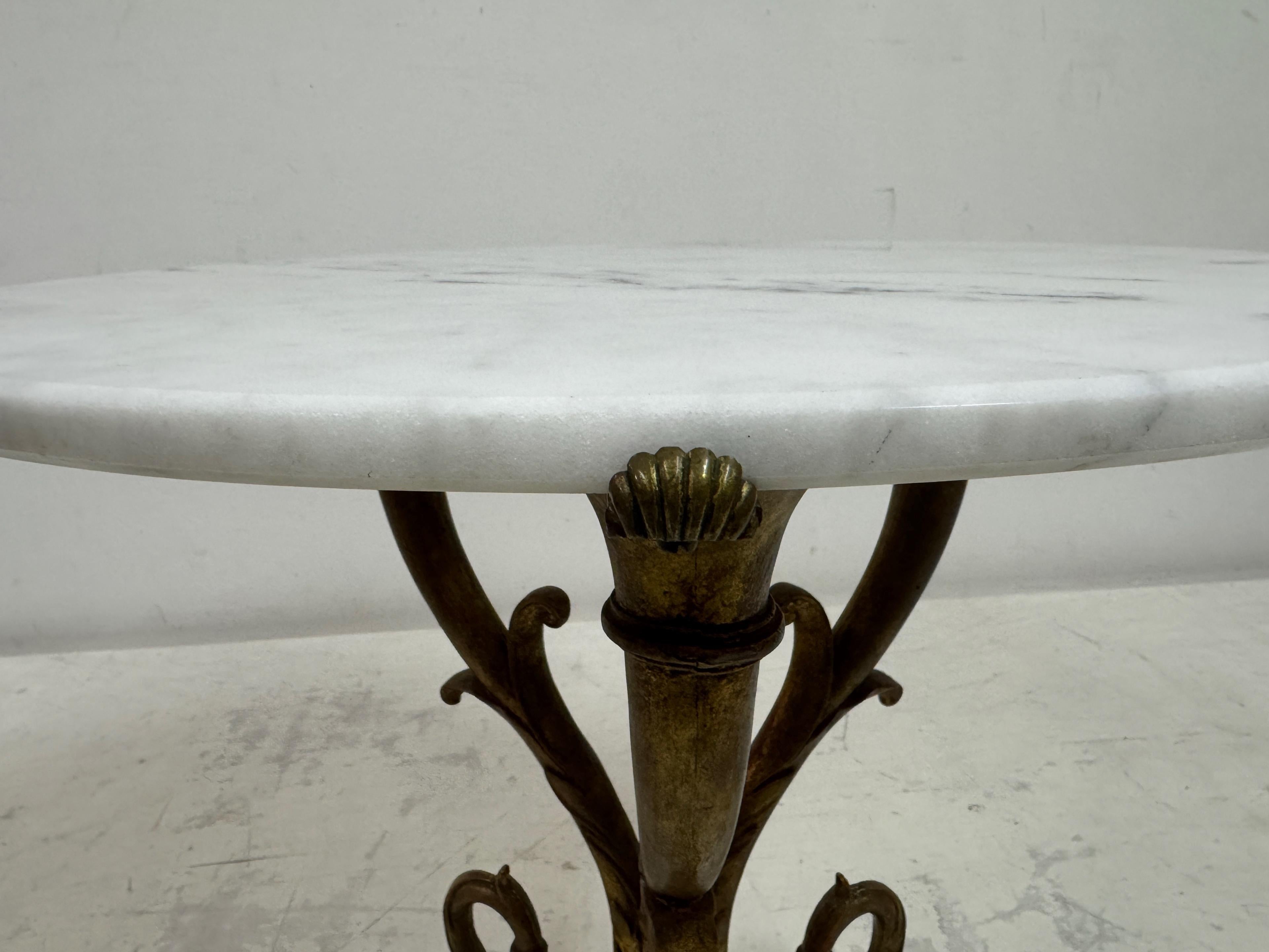 Italian Neoclassical-Style Gilt Metal and Marble Side Table, 1950s For Sale 10