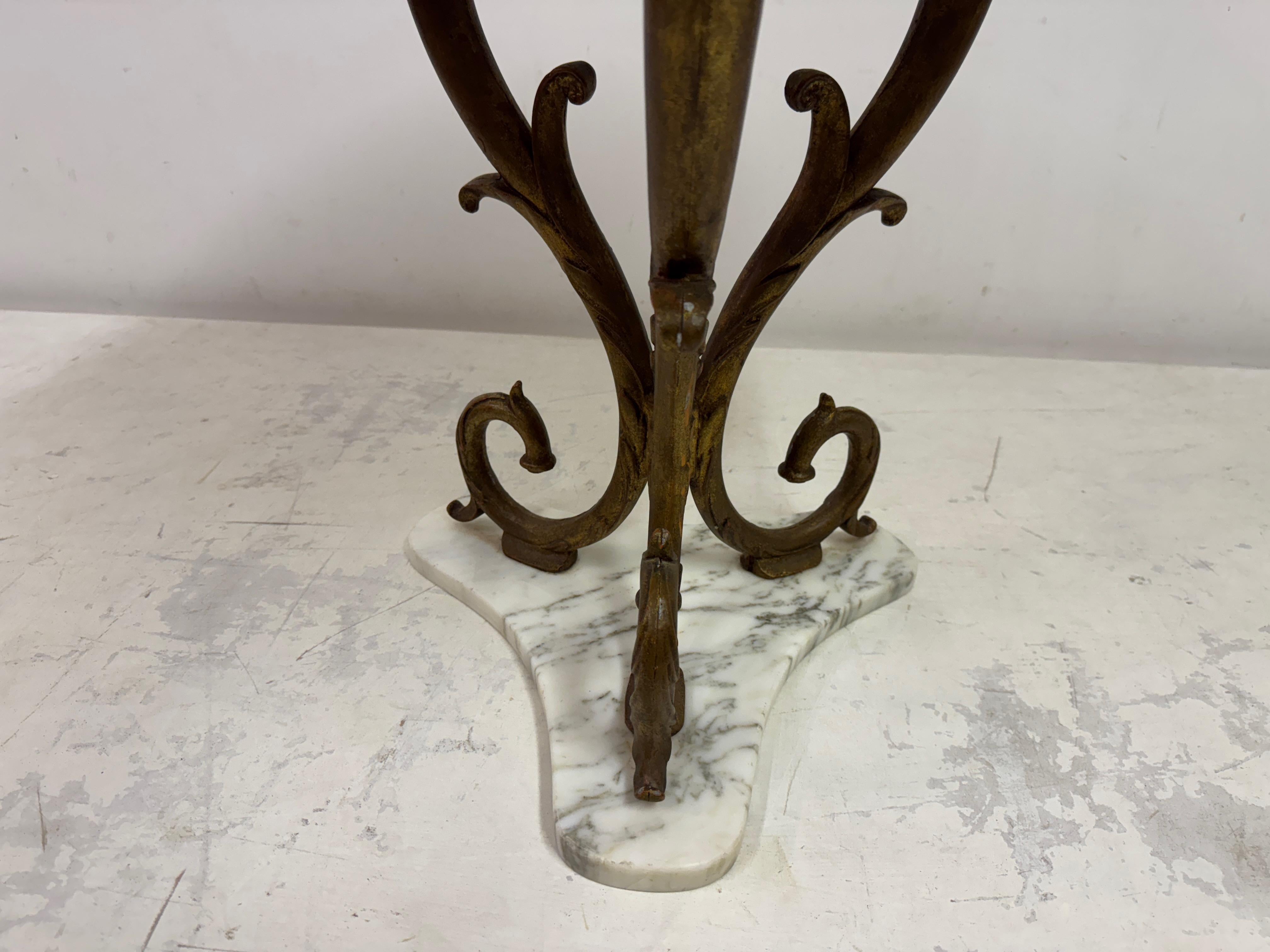Italian Neoclassical-Style Gilt Metal and Marble Side Table, 1950s For Sale 3