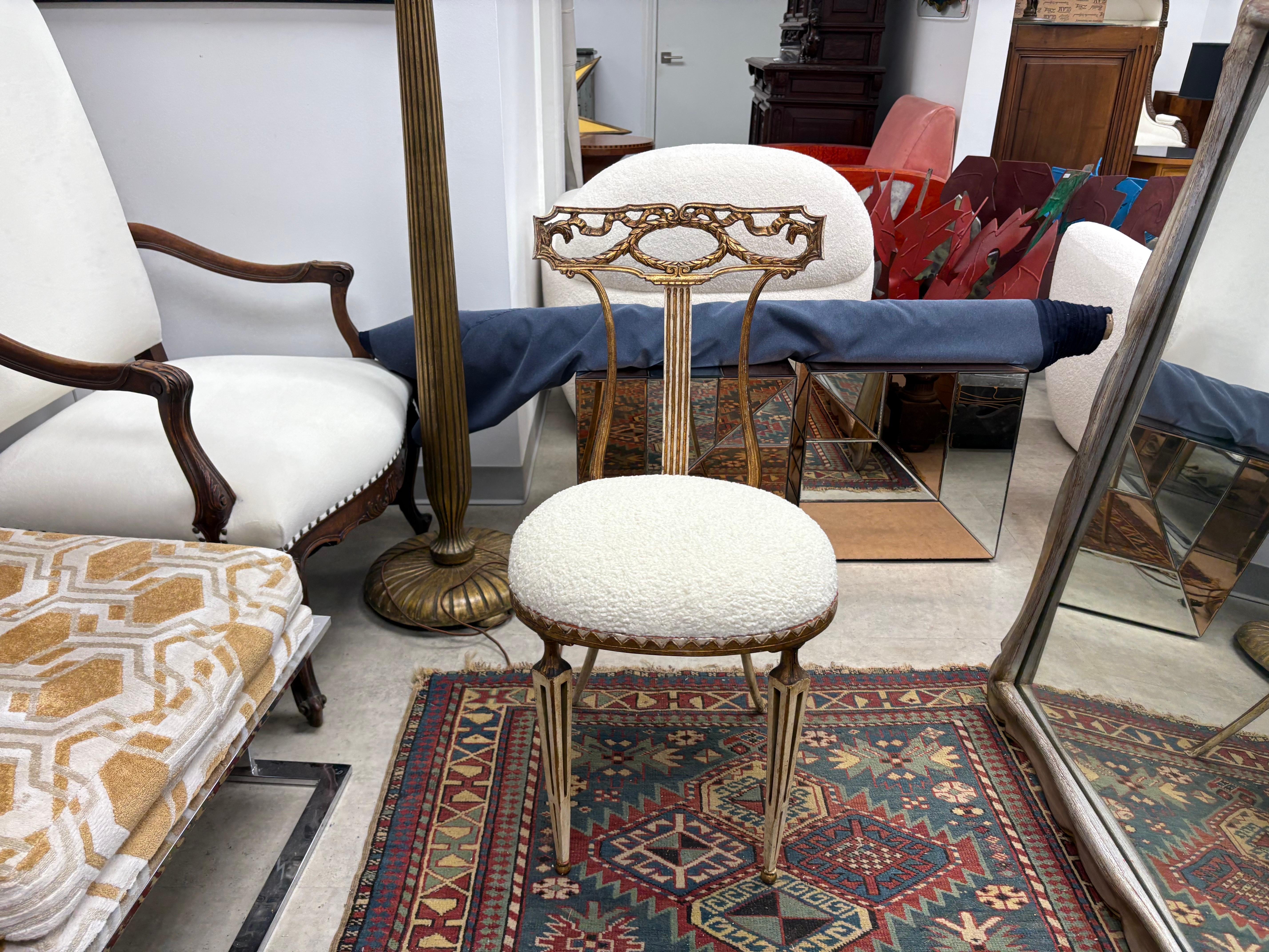 Chaise italienne de style néoclassique en métal doré par Palladio en vente 2