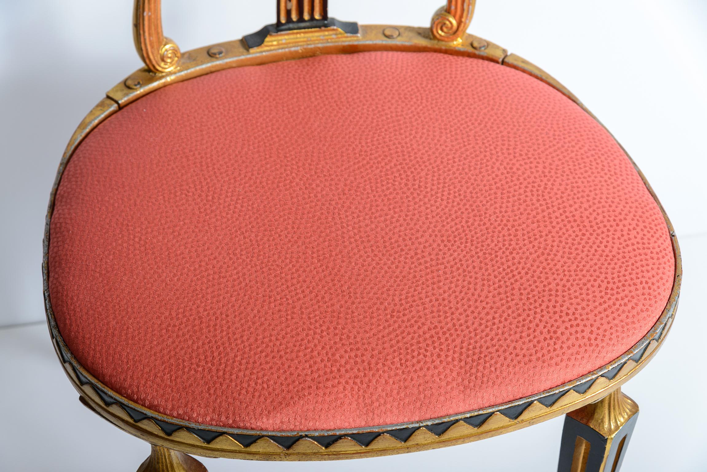 Italienische Stühle aus vergoldetem Metall im neoklassischen Stil von Palladio, A-Paar im Angebot 1