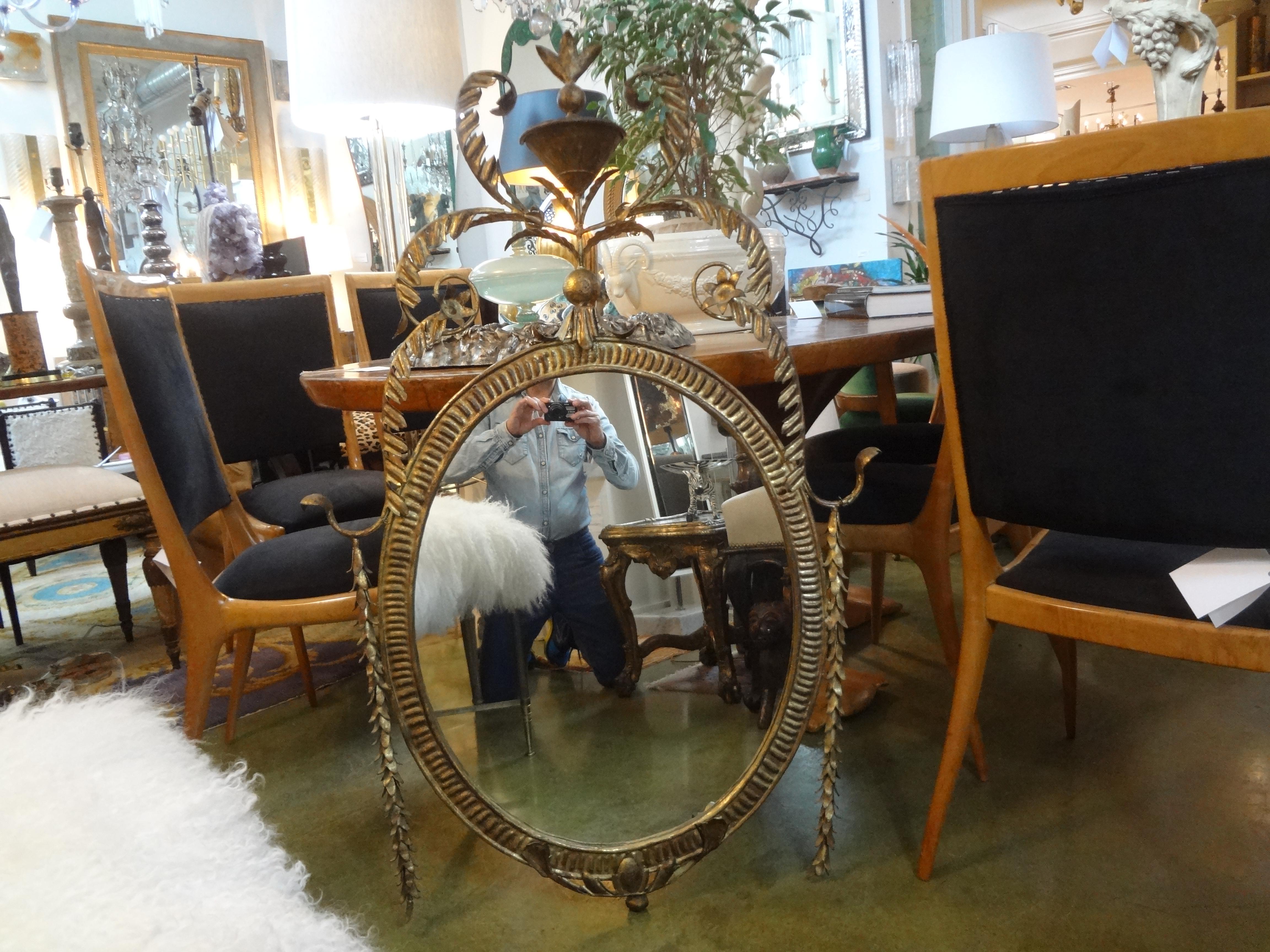 Italian Neoclassical Style Gilt Metal Mirror, Palladio Attributed In Good Condition For Sale In Houston, TX