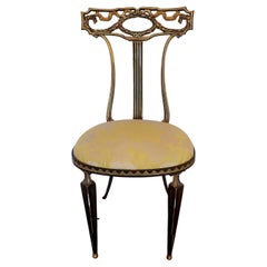 Vintage Italian Neoclassical Style Gilt Metal Side Chair by Palladio