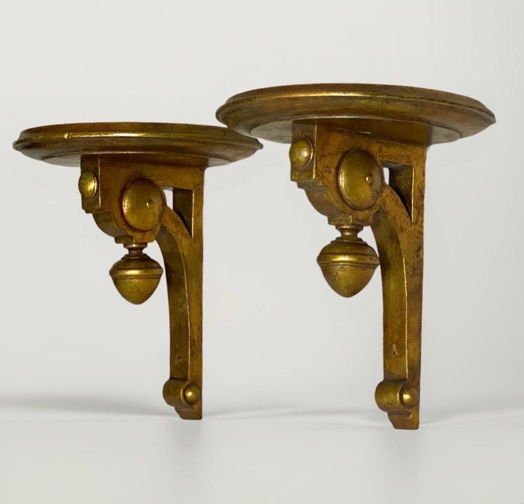 Italian Neoclassical Style Giltwood Wall Bracket Shelves, Early 1900s 11