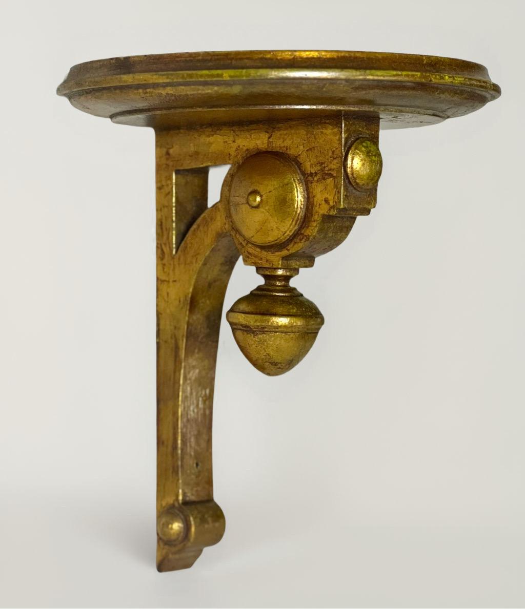 Italian Neoclassical Style Giltwood Wall Bracket Shelves, Early 1900s In Good Condition In Doylestown, PA
