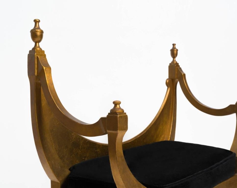 Italiano Panche in stile neoclassico italiano in foglia d'oro in vendita