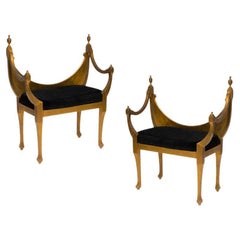 Antique Italian Neoclassical Style Gold Leaf Benches