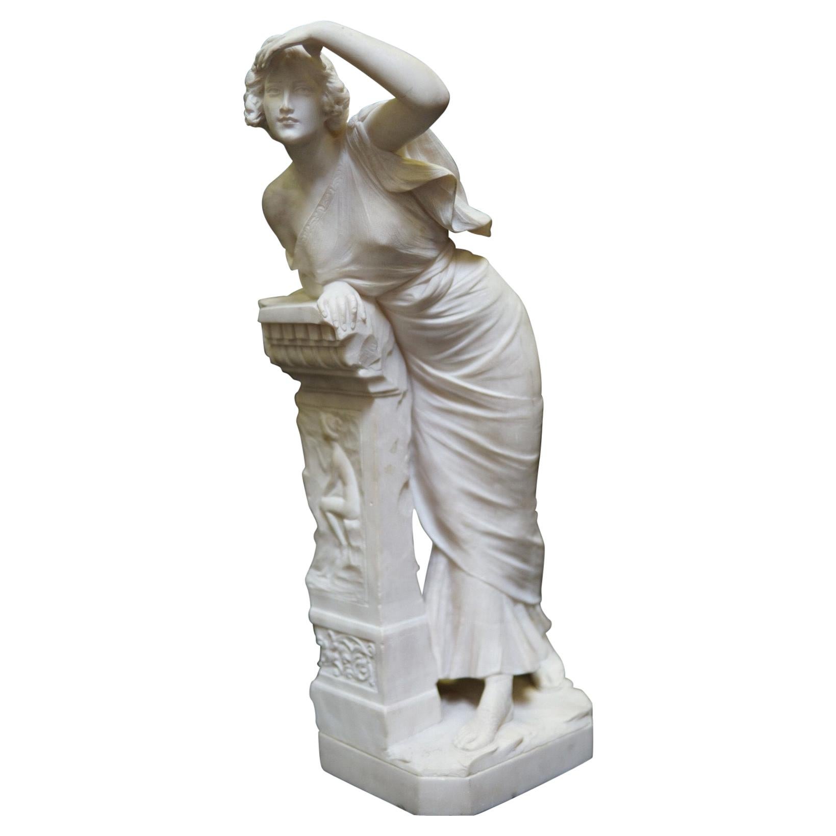 Italian Neoclassical Style Hand-Carved Alabaster Sculpture, 19 Century For Sale