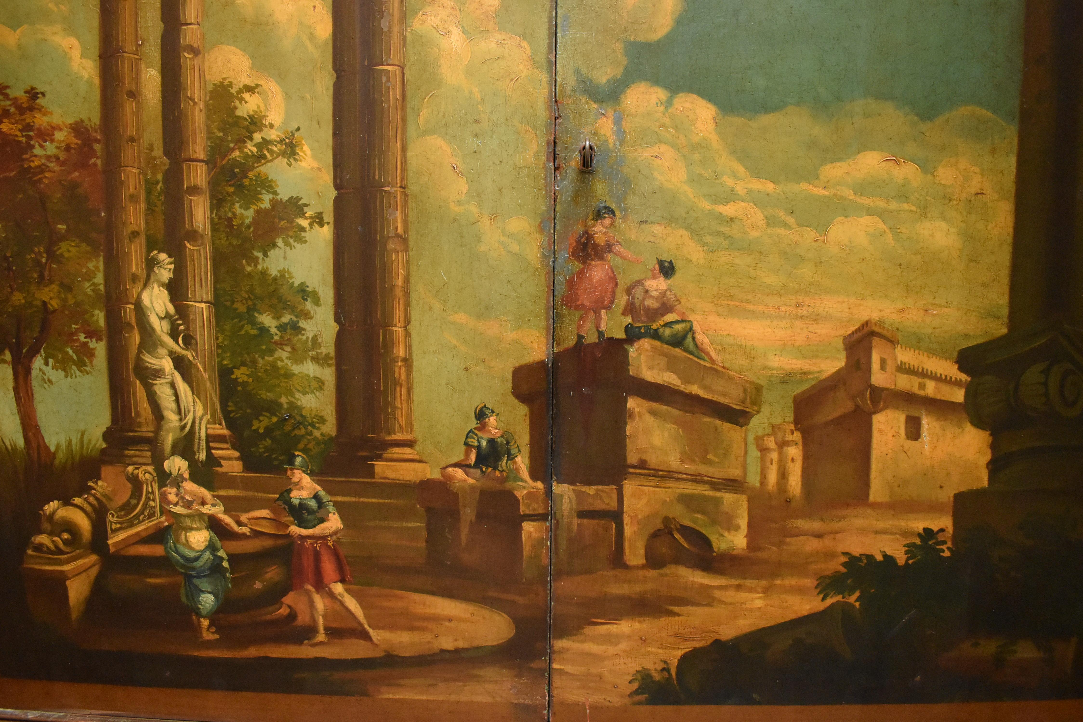 Italienischer handbemalter Schrank im neoklassischen Stil auf Ständer im Zustand „Gut“ in Cypress, CA