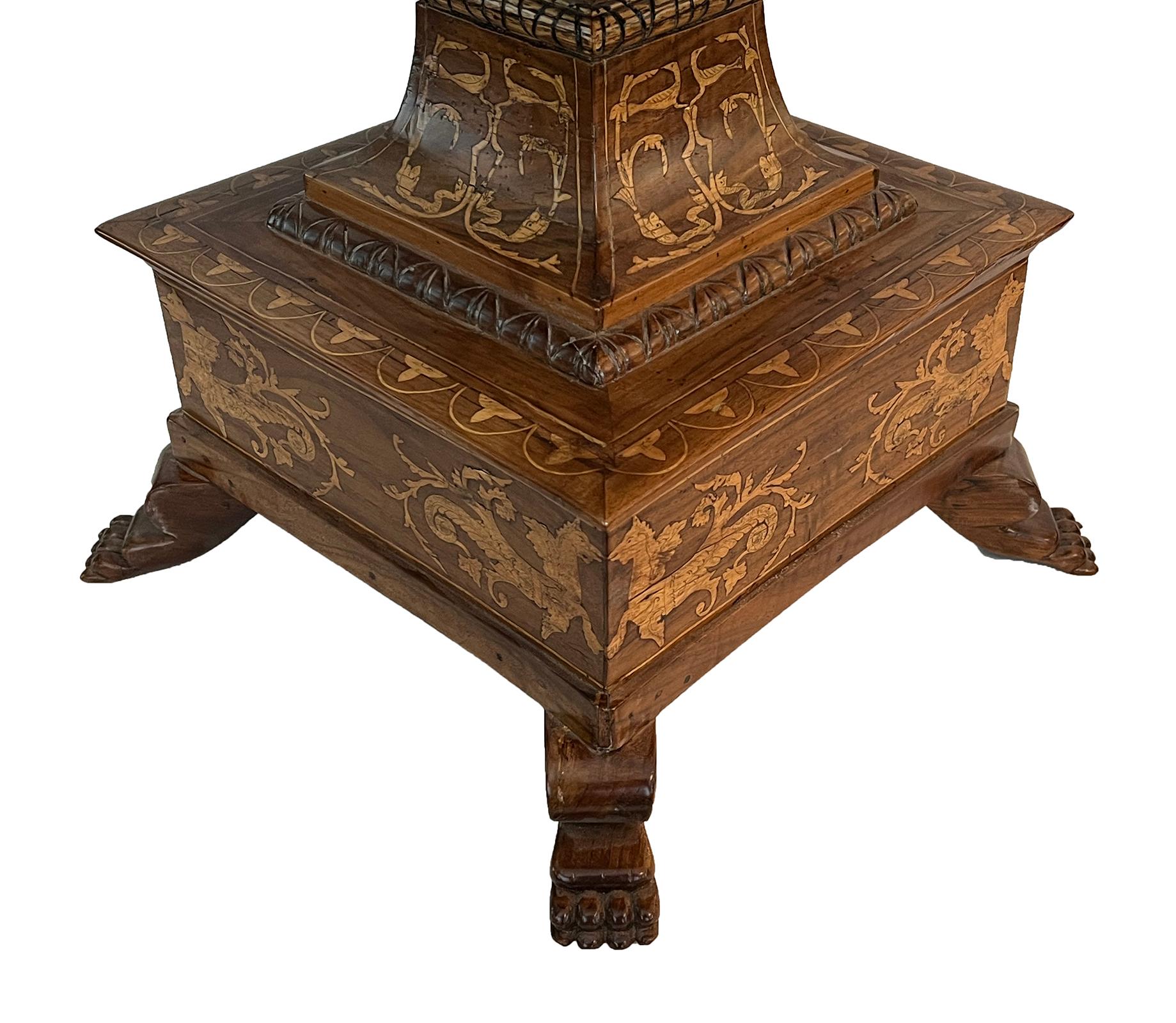 Inlay Italian Neoclassical Style Inlaid Walnut Circular Side / Drinks Table For Sale