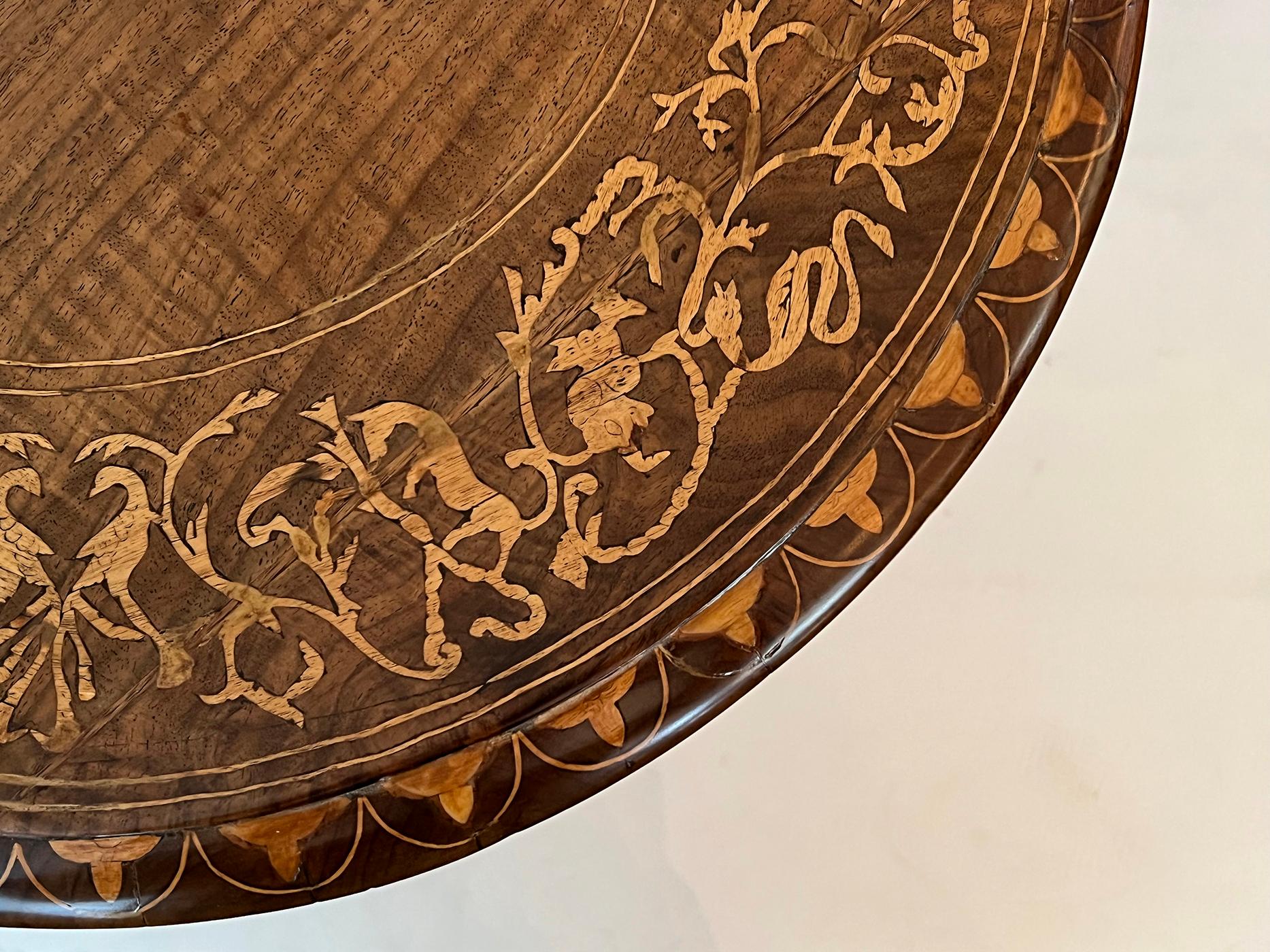 Late 19th Century Italian Neoclassical Style Inlaid Walnut Circular Side / Drinks Table For Sale