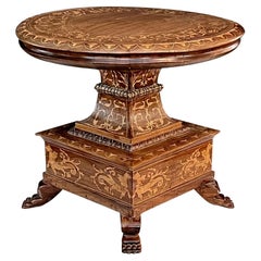 Italian Neoclassical Style Inlaid Walnut Circular Side / Drinks Table