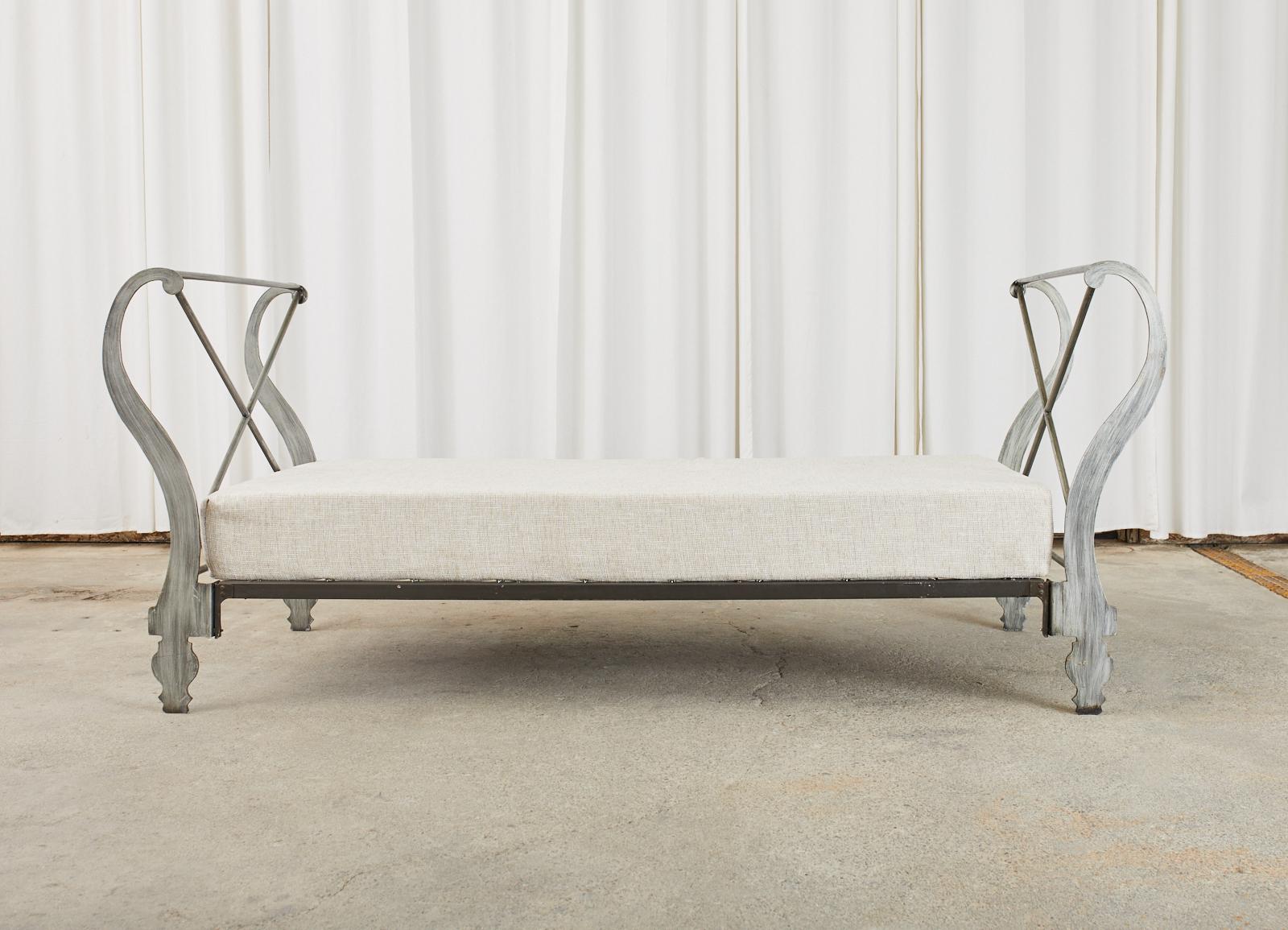 Hand-Crafted Italian Neoclassical Style Iron Scrolled Daybed For Sale