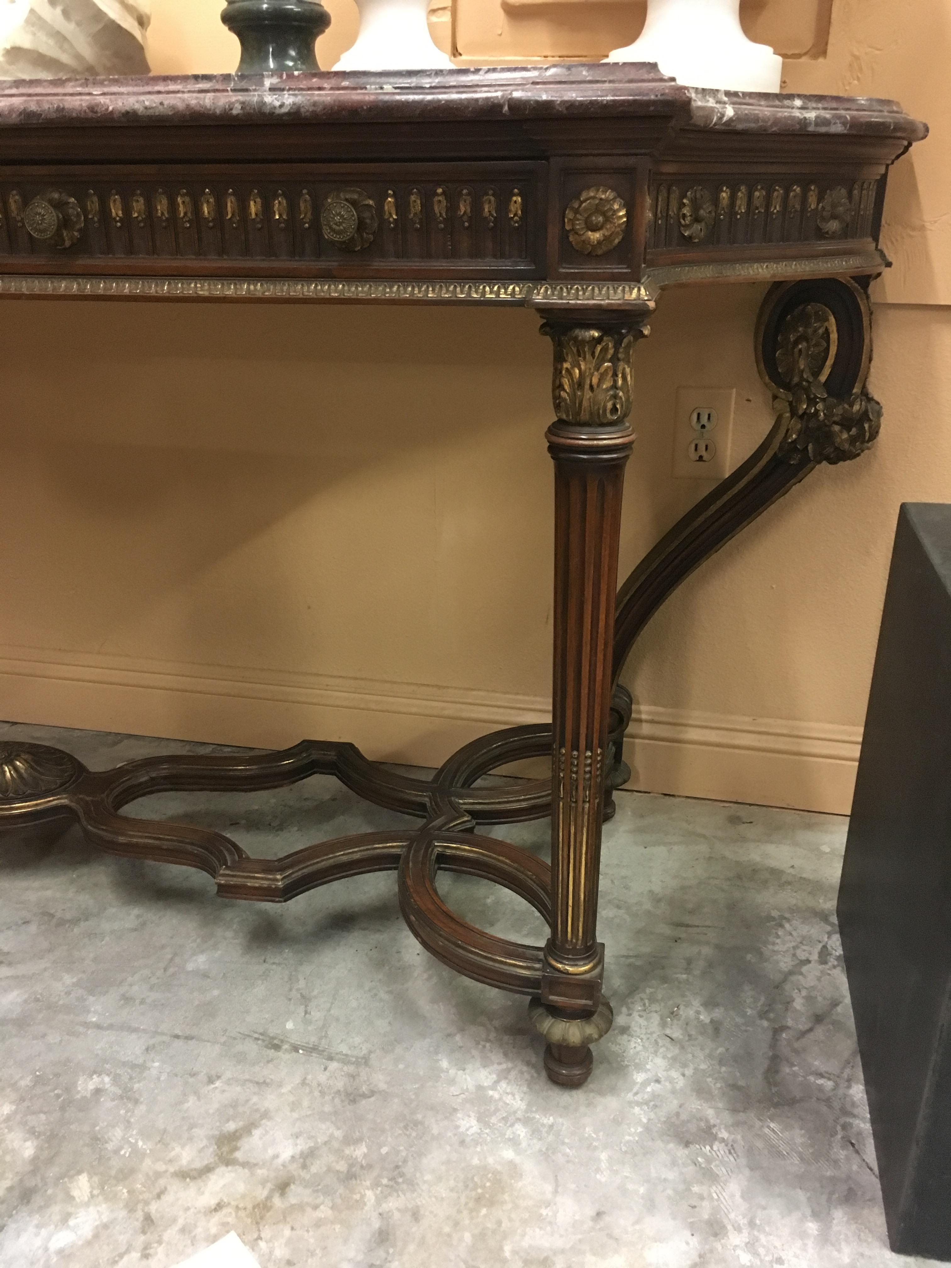 Carved Italian Neoclassical Style Long Console, 19th Century For Sale