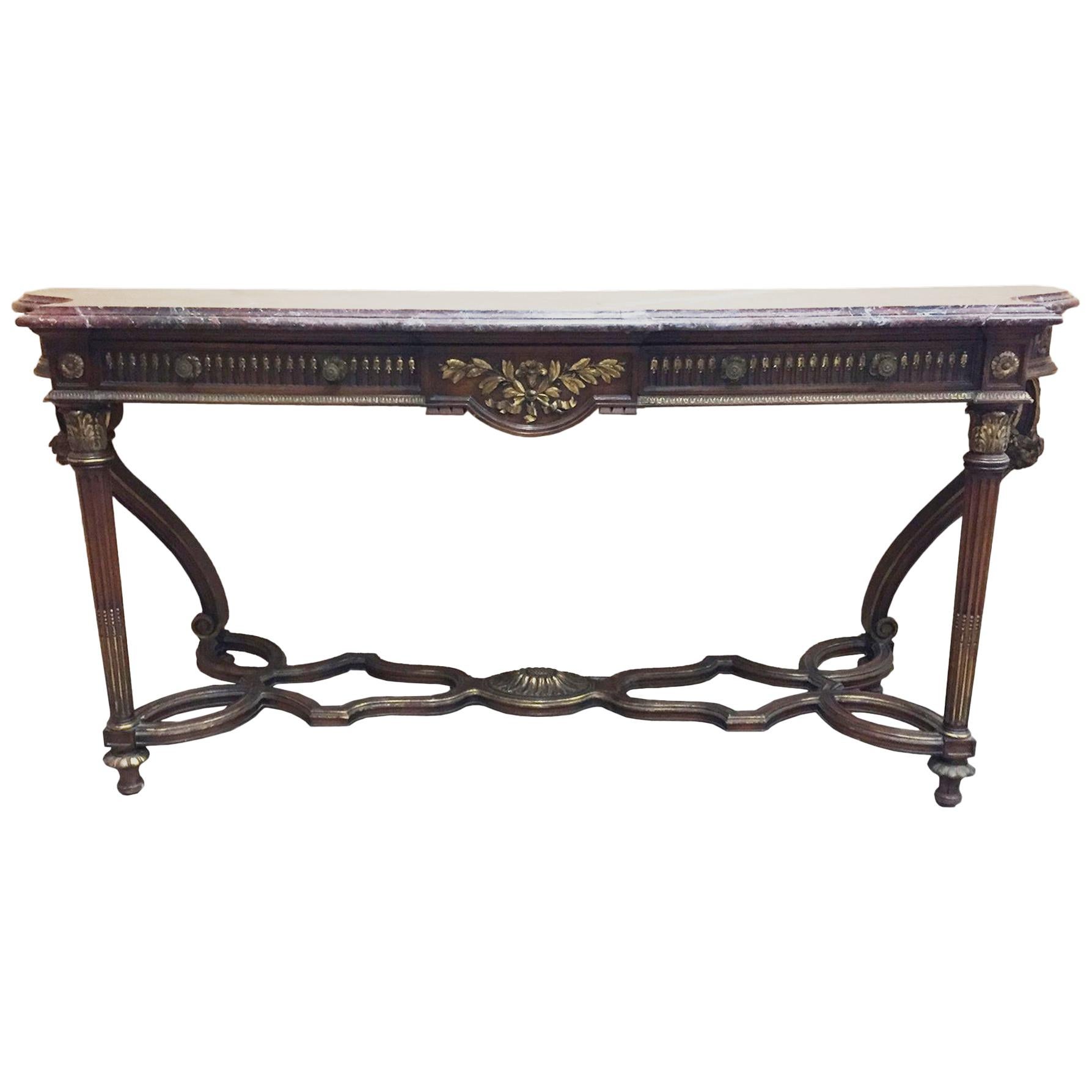 Consola larga italiana de estilo neoclásico, S. XIX en venta