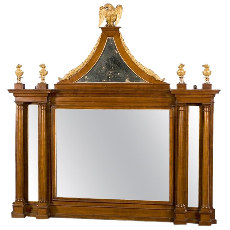 Italian Neoclassical Style Mahogany and Parcel Gilt Mirror For Sale