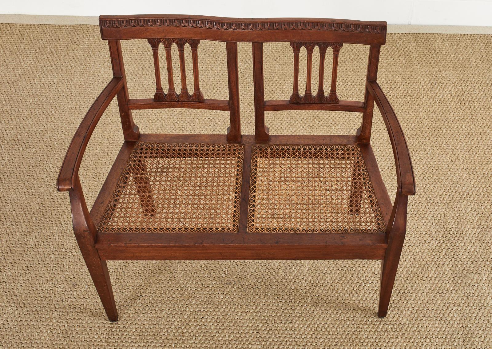 cane settee bench