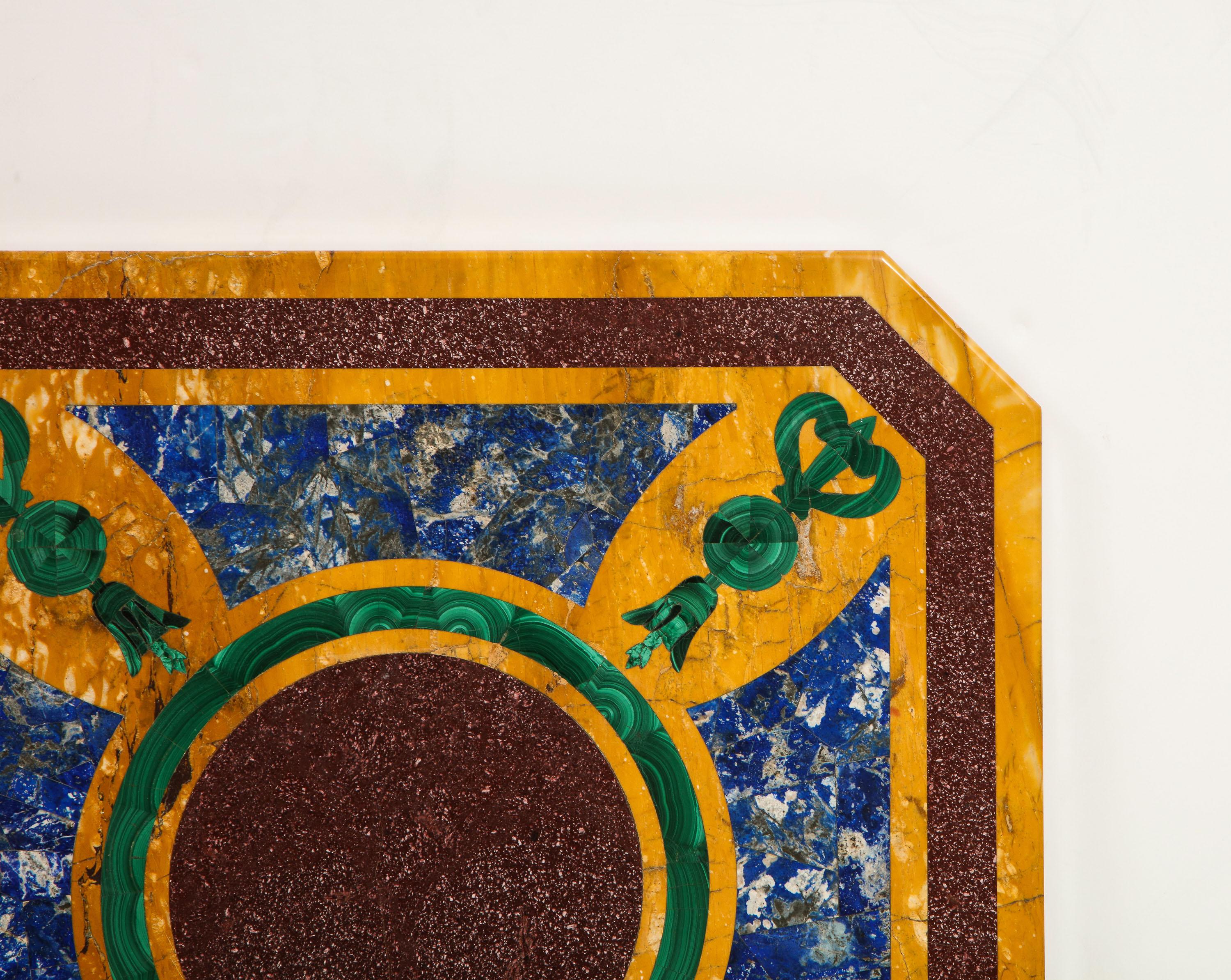 Italian Neoclassical Style Marble, Malachite, Lapis Lazuli, and Porphyry Panel In Good Condition In New York, NY