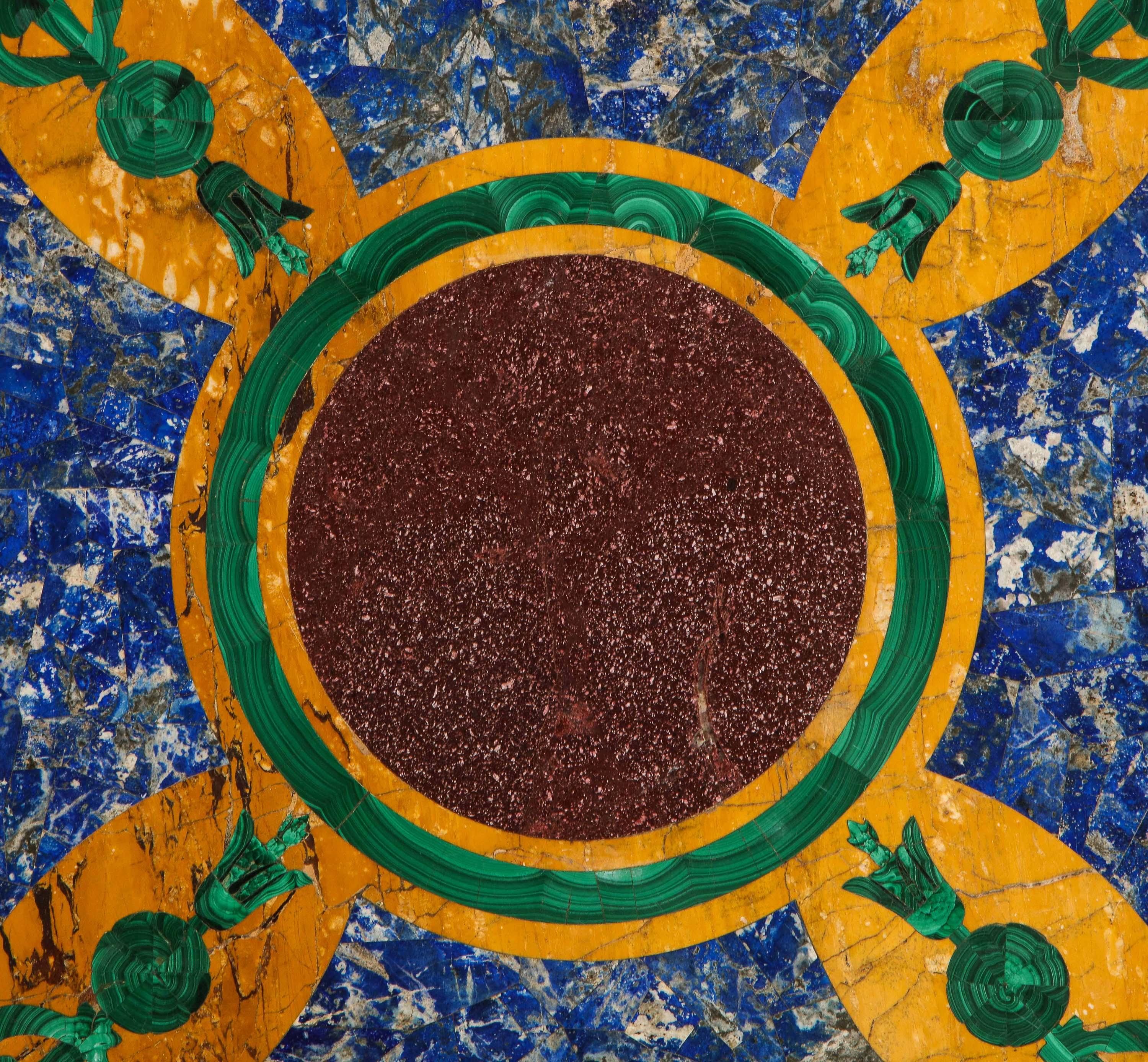 20th Century Italian Neoclassical Style Marble, Malachite, Lapis Lazuli, and Porphyry Panel