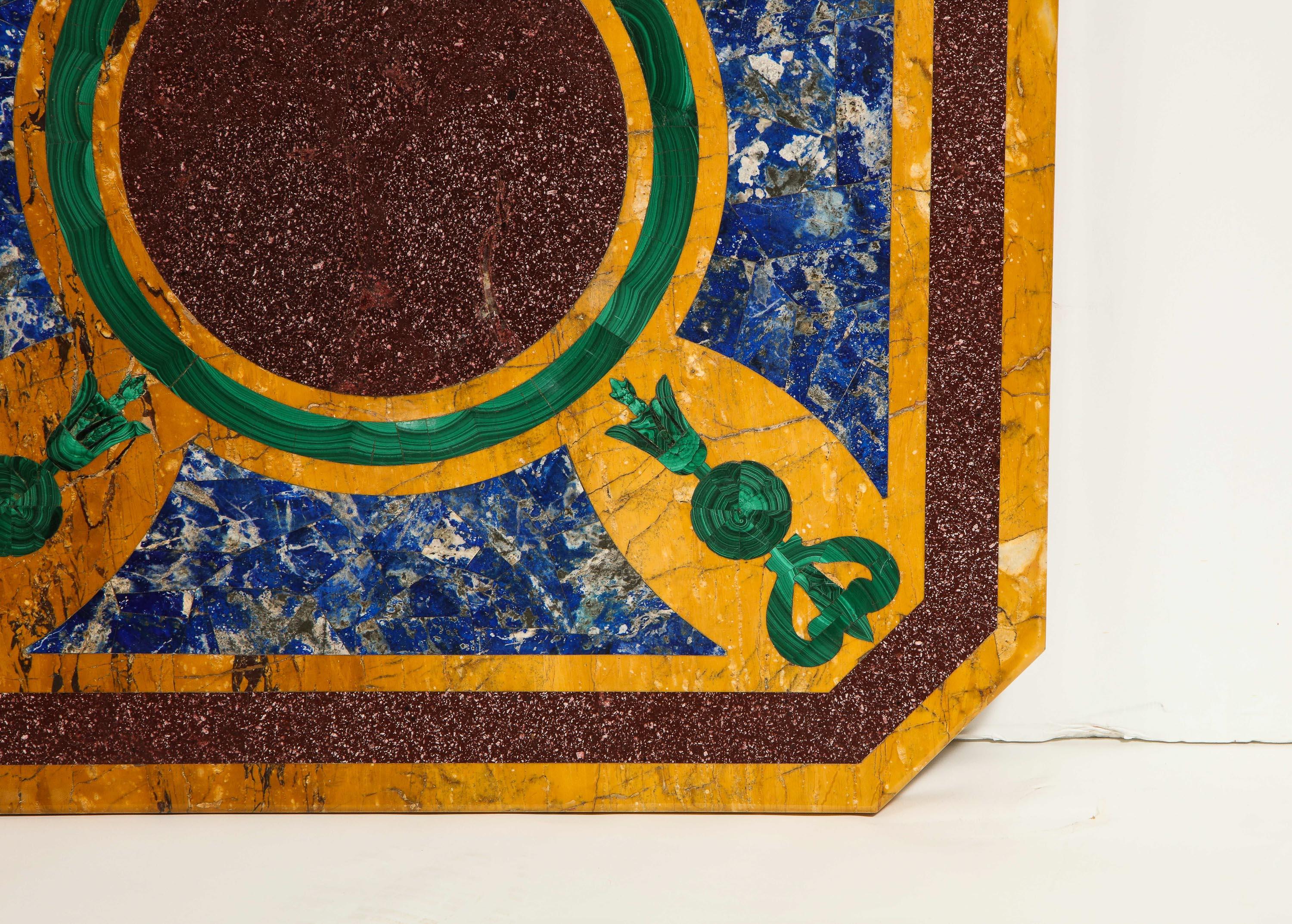 Italian Neoclassical Style Marble, Malachite, Lapis Lazuli, and Porphyry Panel For Sale 1