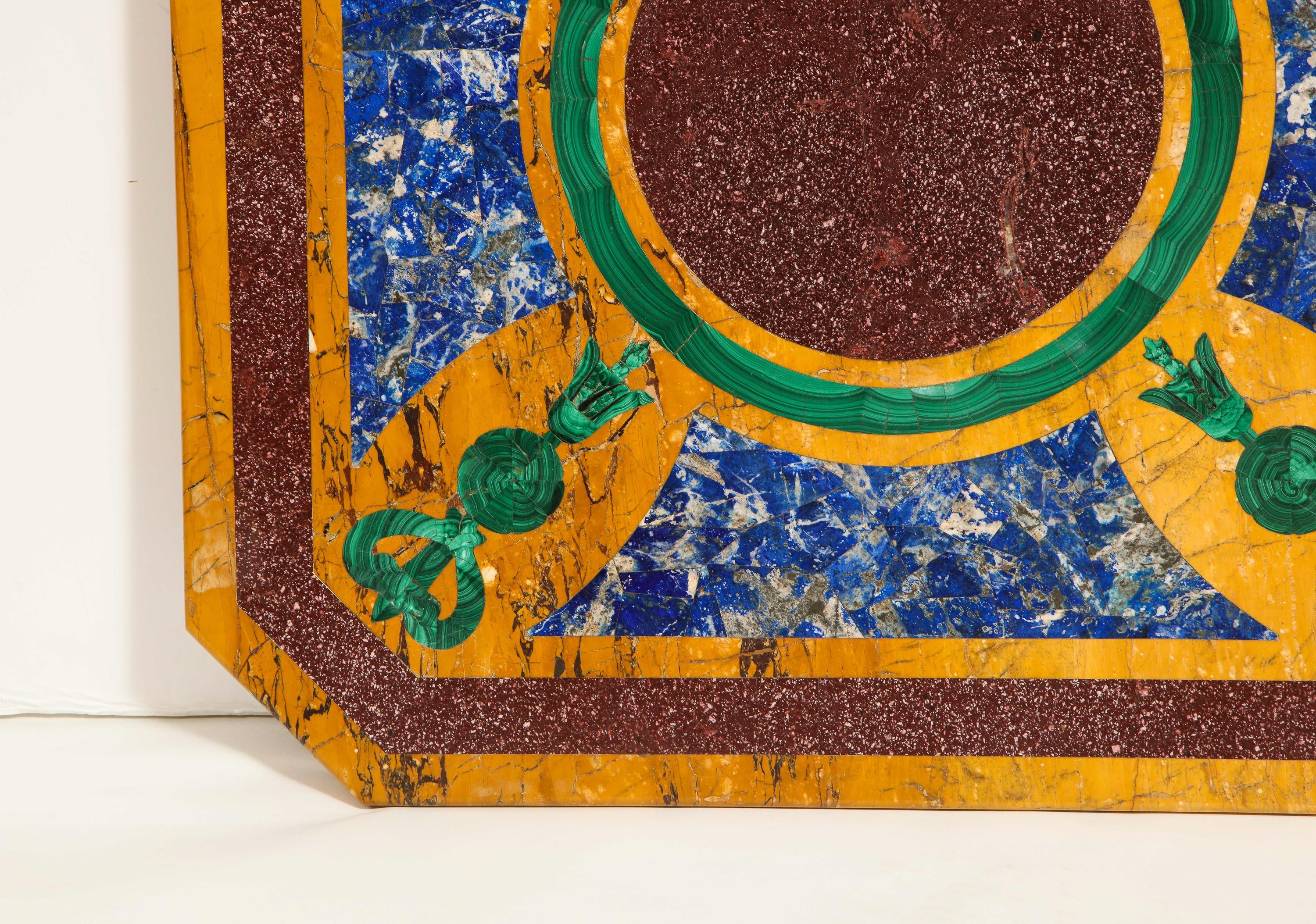 Italian Neoclassical Style Marble, Malachite, Lapis Lazuli, and Porphyry Panel 3