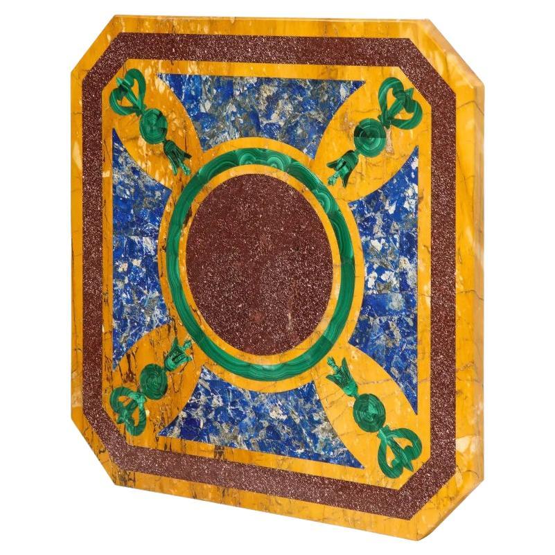 Italian Neoclassical Style Marble, Malachite, Lapis Lazuli, and Porphyry Panel For Sale