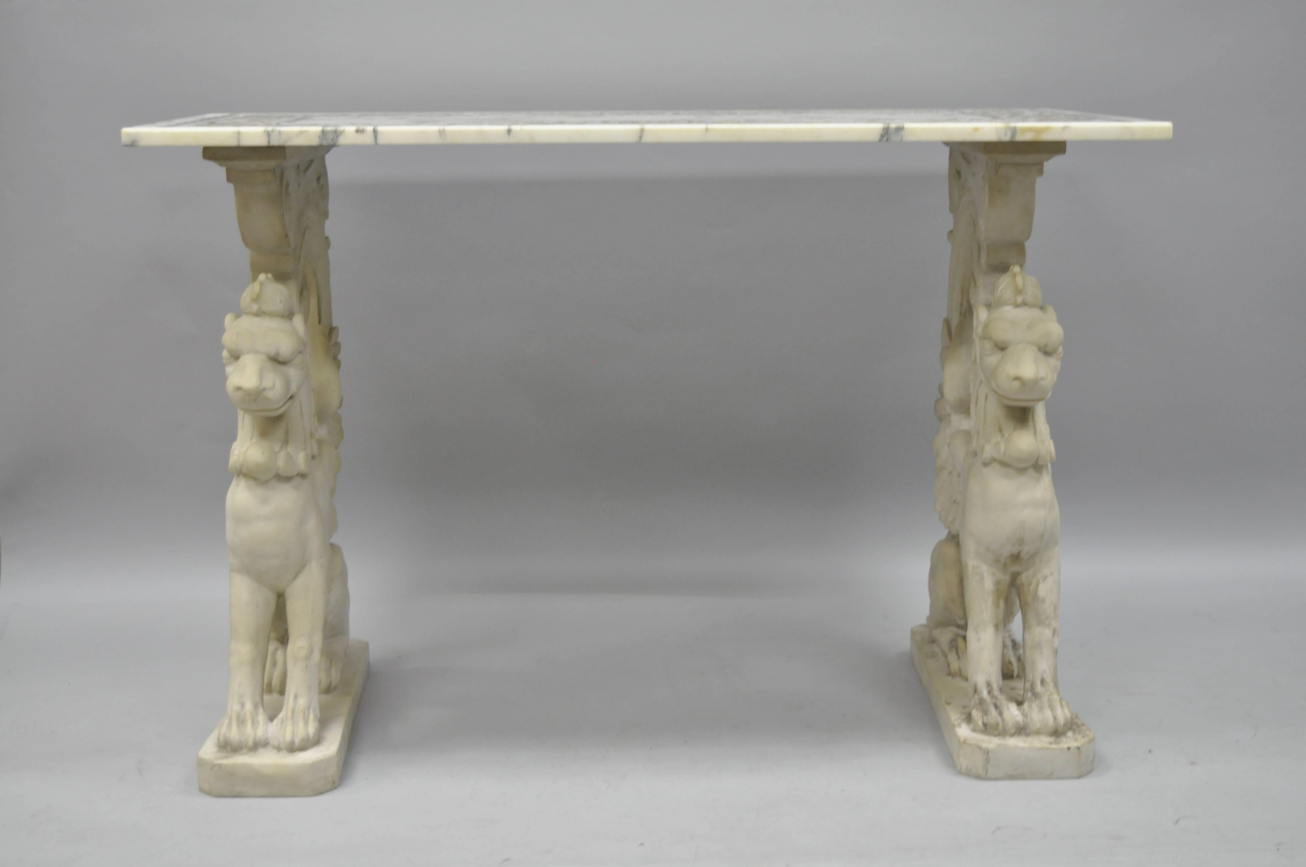 Italian Neoclassical Style Marble-Top Console Hall Table with Winged Griffins 5