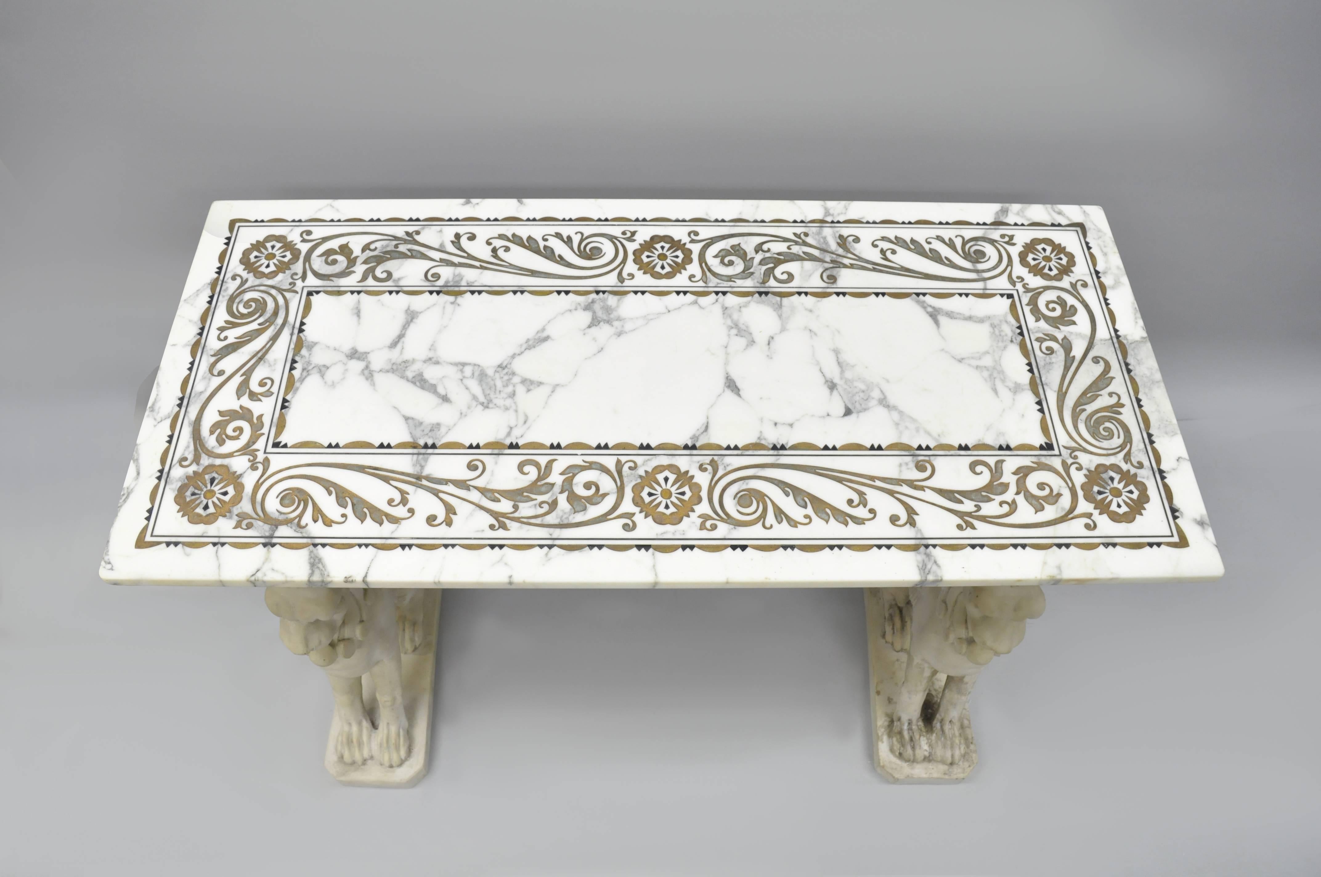 20th Century Italian Neoclassical Style Marble-Top Console Hall Table with Winged Griffins