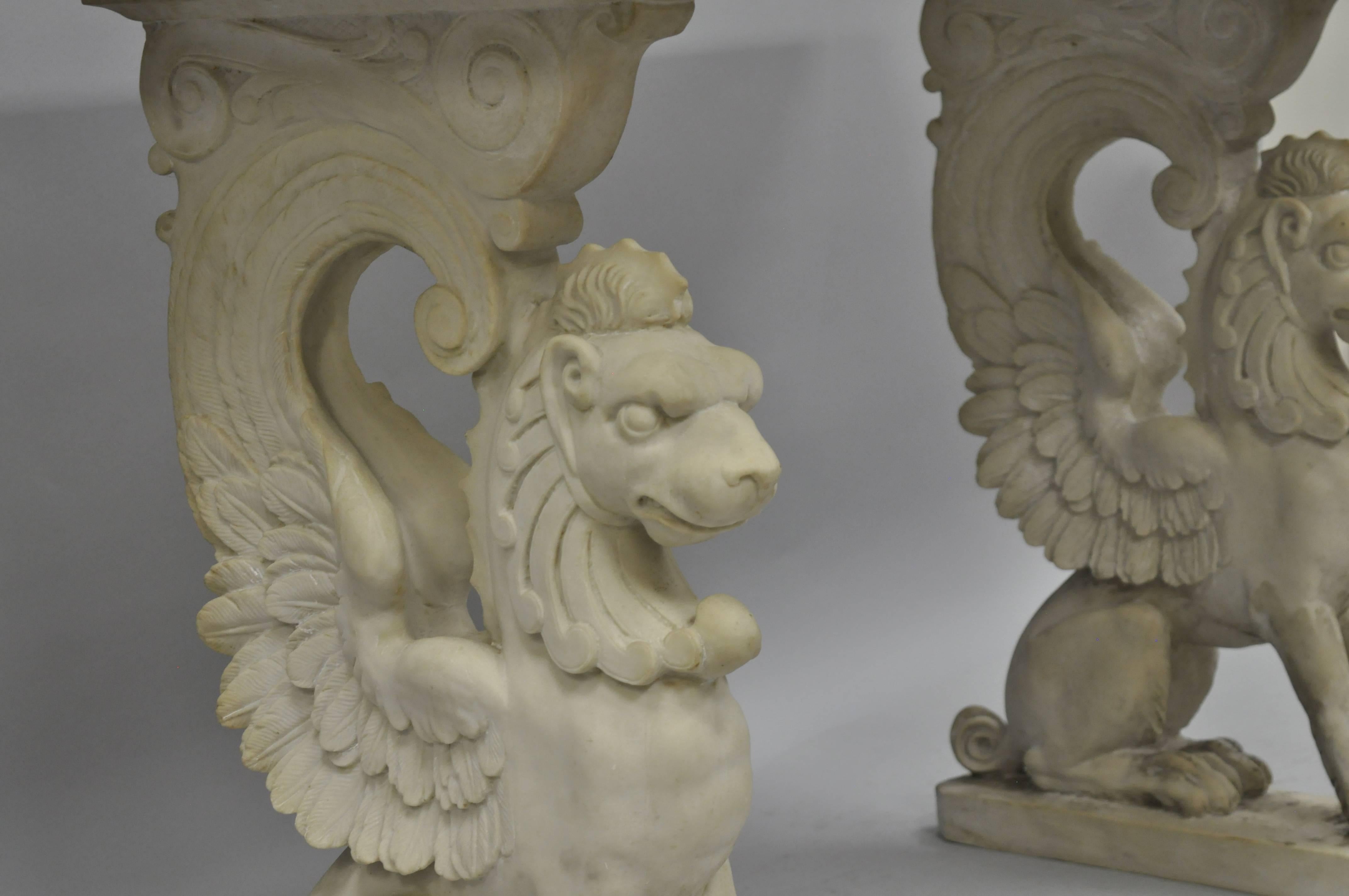 Italian Neoclassical Style Marble-Top Console Hall Table with Winged Griffins 1